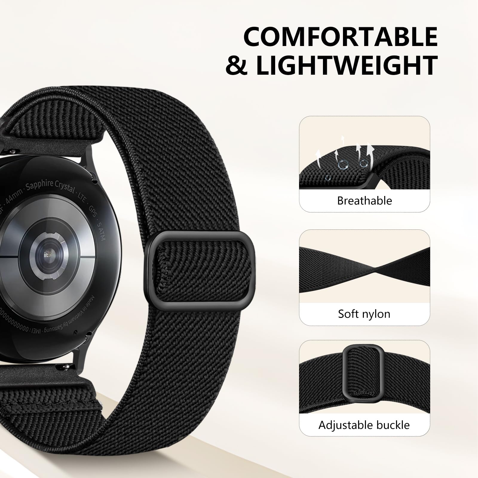 Lerobo Elastic Band Compatible With Samsung Galaxy Watch 7 6 5 4 40Mm 44Mm/Watch 6 4 Classic Band 42Mm 46Mm 43Mm 47Mm/For Galaxy