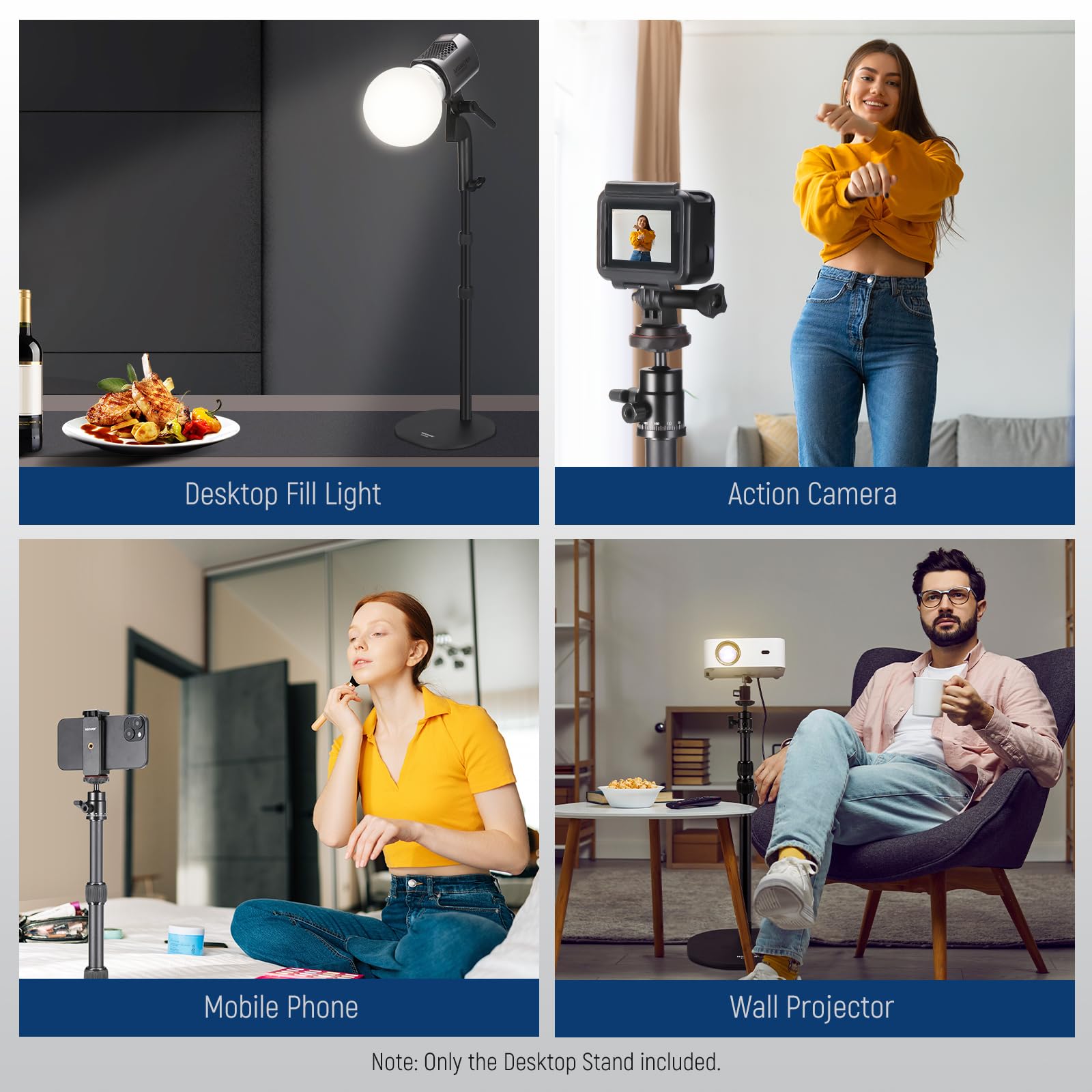 Neewer Tabletop Projector Stand Compatible With Xgimi Nebula Mevo, 16'' 35''/40 90Cm Floor Camera Stand With Phone Holder & Acti