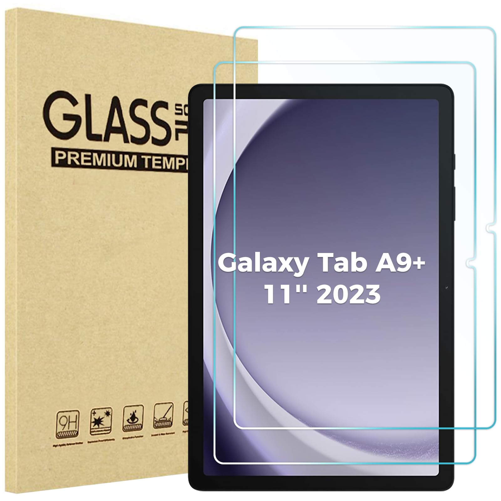 Procase 2 Pack Screen Protector For Galaxy Tab A9 Plus 11 Inch 2023, Hd Tempered Glass 9H Film Guard For 11'' Tab A9+ 5G Tablet