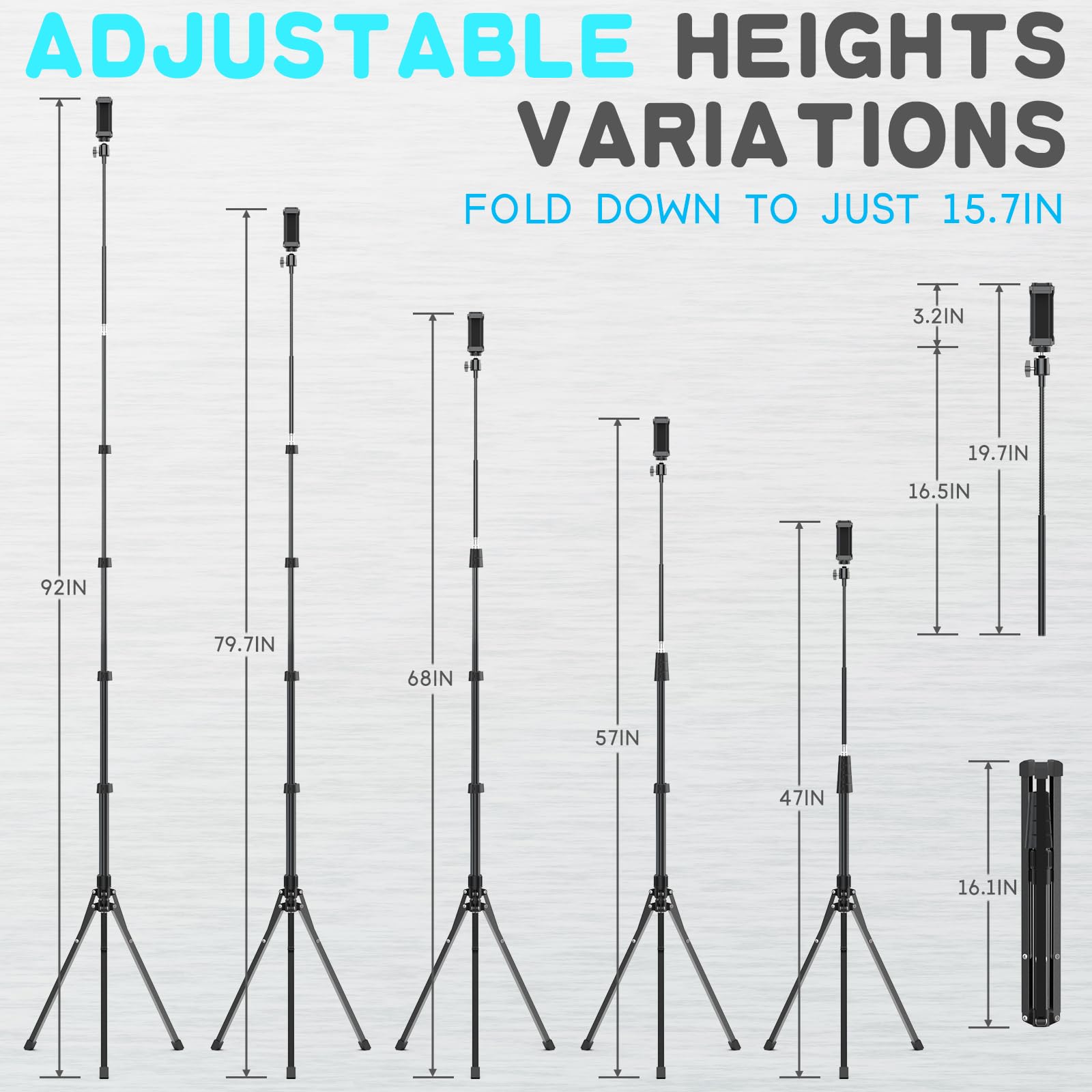 Ubeesize 92 Cell Phone Tripod Stand With 16.5 Gooseneck And Remote, Overhead Tripod With Adjustable 360Ball Head & Phone Holder