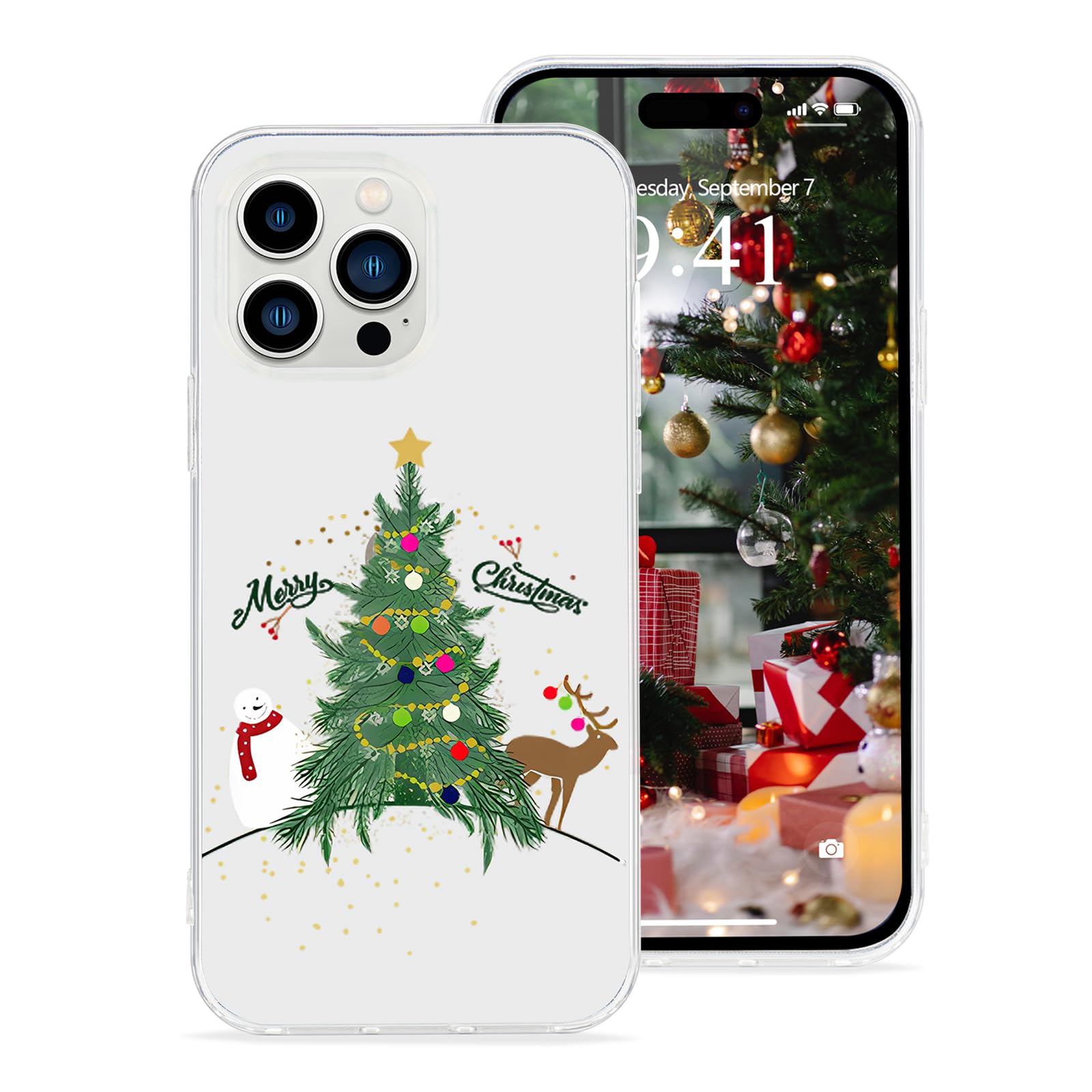 Pepmune Compatible With Iphone 14 Pro Max Case Cute Christmas Design Camera Protection Shockproof Soft Tpu Clear Xmas Back Bumpe