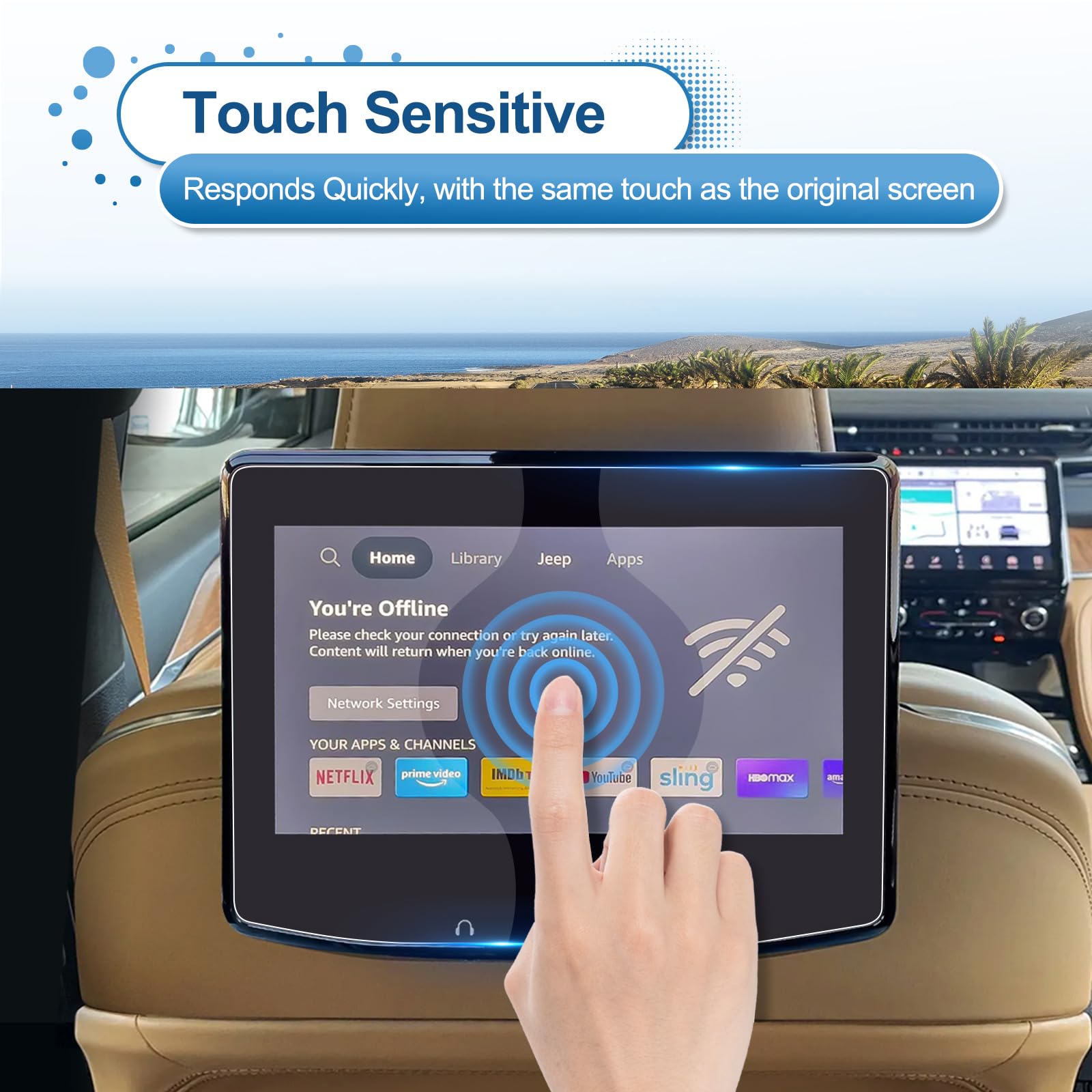 (2Pack) Coleya 2022 2023 2024 Grand Cherokee L (Rear) Screen Protector For Jeep Grand Cherokee L 10.1 Inch Rear Seat Entertainme