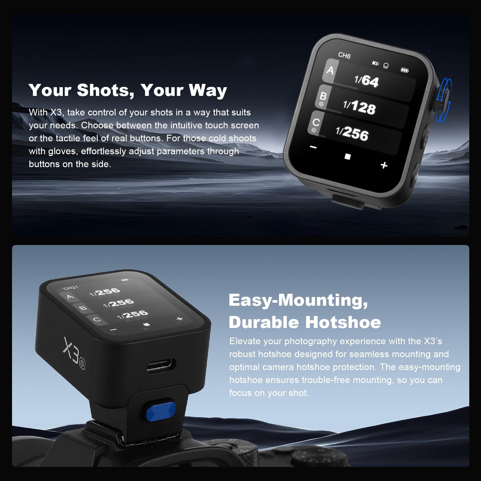 Godox X3S X3 S Ttl Wireless Flash Trigger For Sony Camera,Oled Touchscreen Flash Transmitter,Built In Lithium Battery+Quick Char