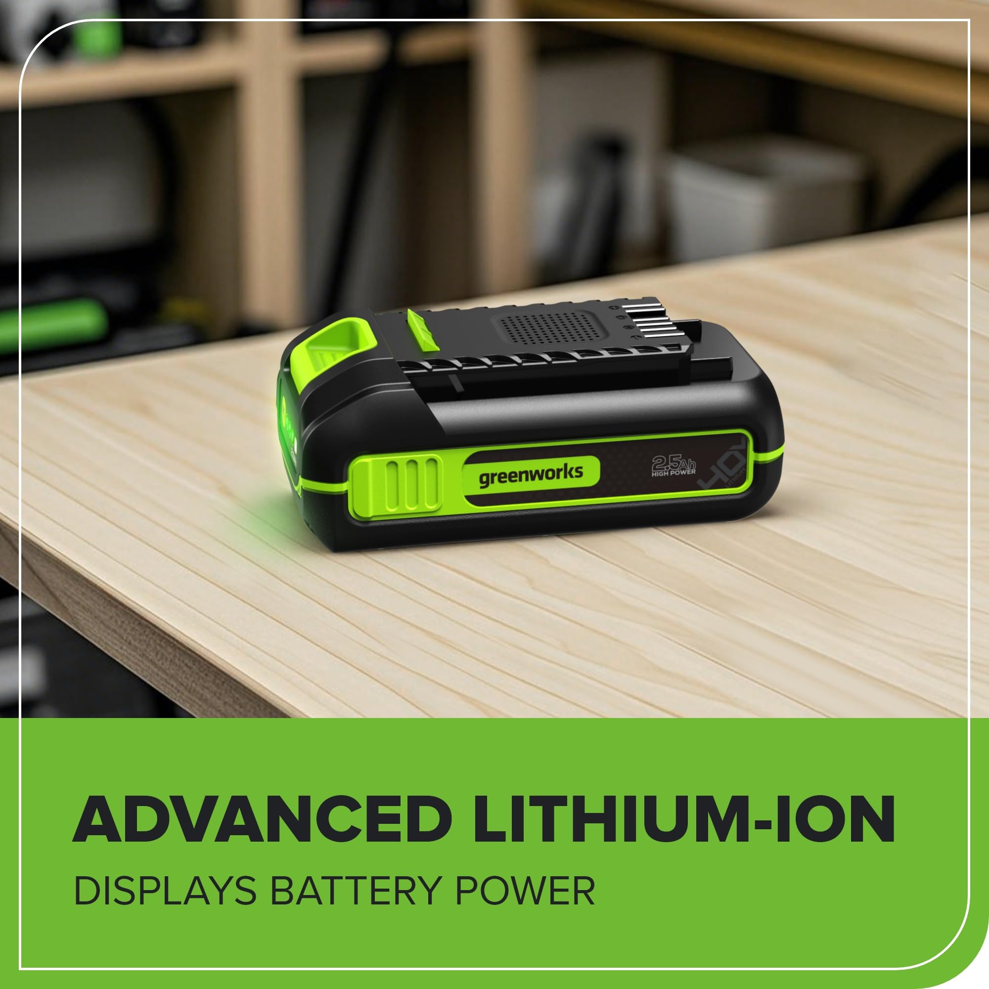 Greenworks 40V 2.5Ah Lithium-Ion High-Power Battery(Genuine Battery / 75+ Compatible Tools)