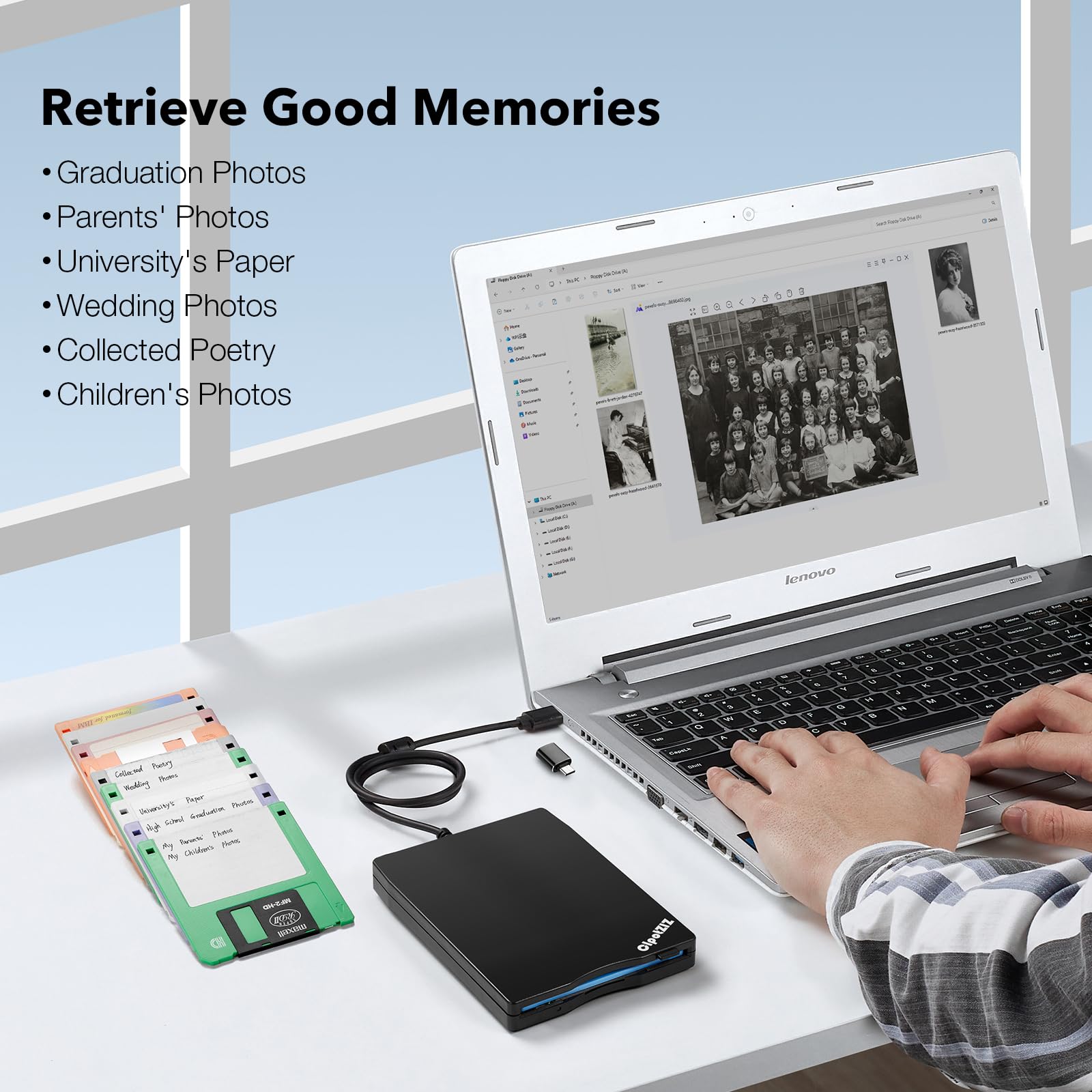 Floppy Disk Reader 3.5 Inch External Usb A&C Floppy Disc Drive 3 1/2 Floppy Disk Drive/Converter/Player/Reader/Transfer For Lapt
