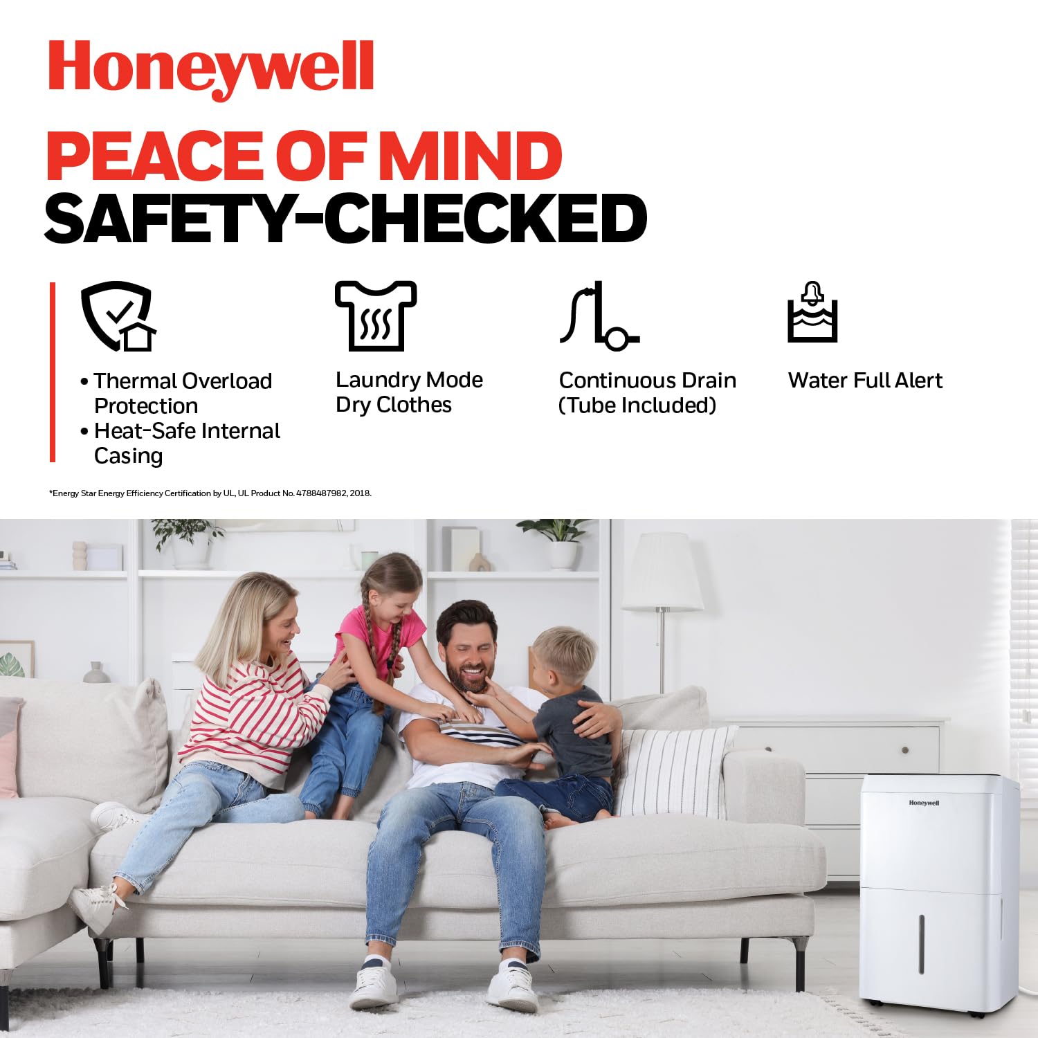Honeywell 32-Pint Energy Star Dehumidifier For 3,000 Sq Ft - Laundry Mode, Auto-Comfort Mode & Thermal Overload Protection, Tpfi