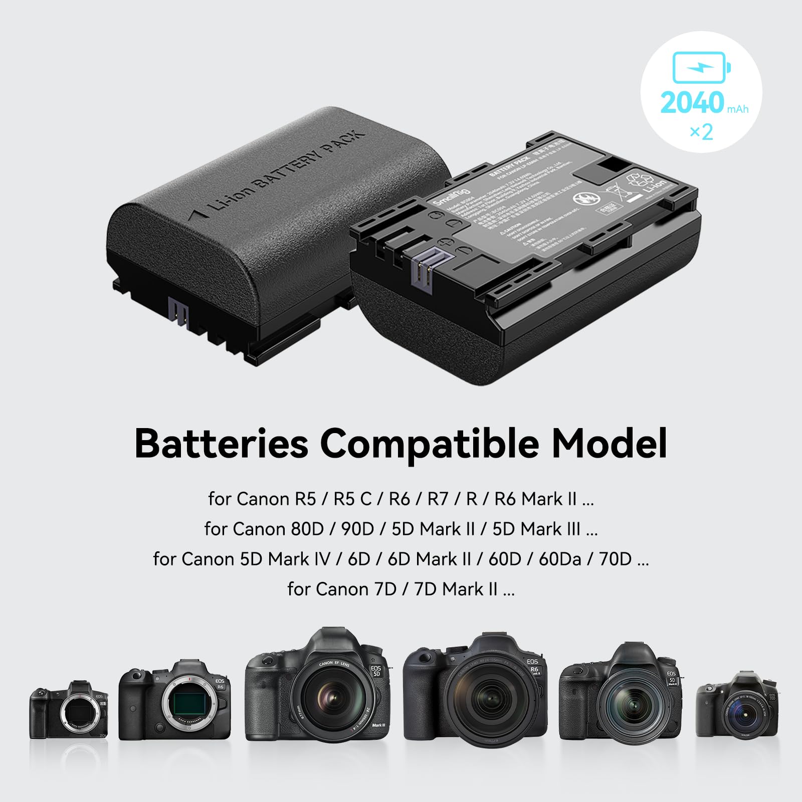 Smallrig Lp E6Nh Camera Battery Charger Set For Canon R5, R6, R7, Double Slot Lp E6Nh Battery Charger For Canon R5 C, R, R6 Mark