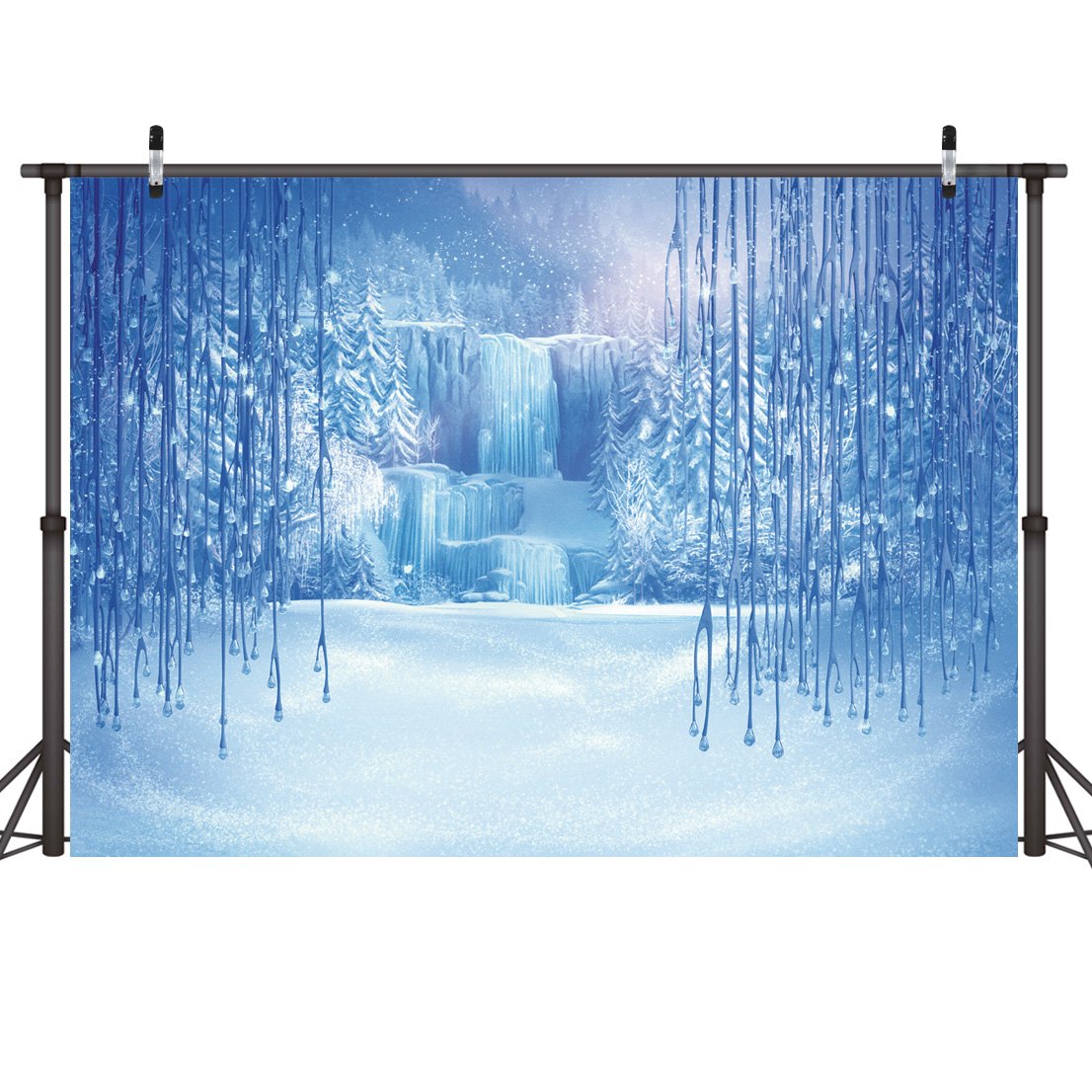 LYWYGG Ice and Snow White World Photography Backdrops Background Christmas Winter Frozen Snow Ice Crystal Pendant World for Chil