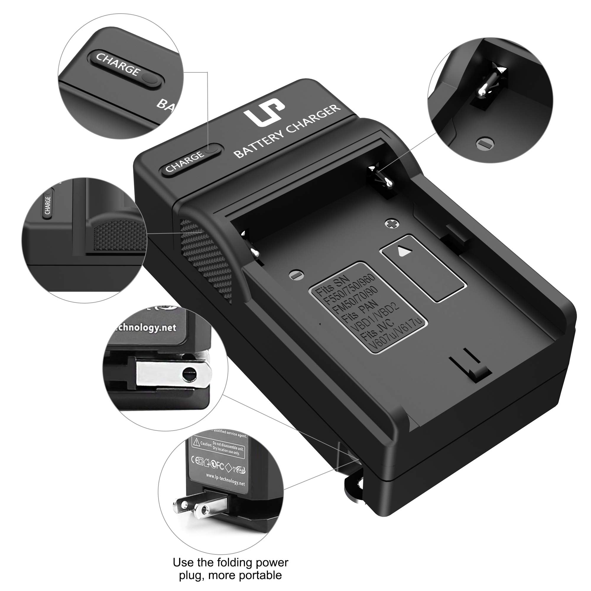 Lp Np F550 Battery Charger, Charger Compatible With Sony Np F970, F960, F770, F750, F570, F530, F330, Ccd Sc55,Tr516,Tr716, Tr81