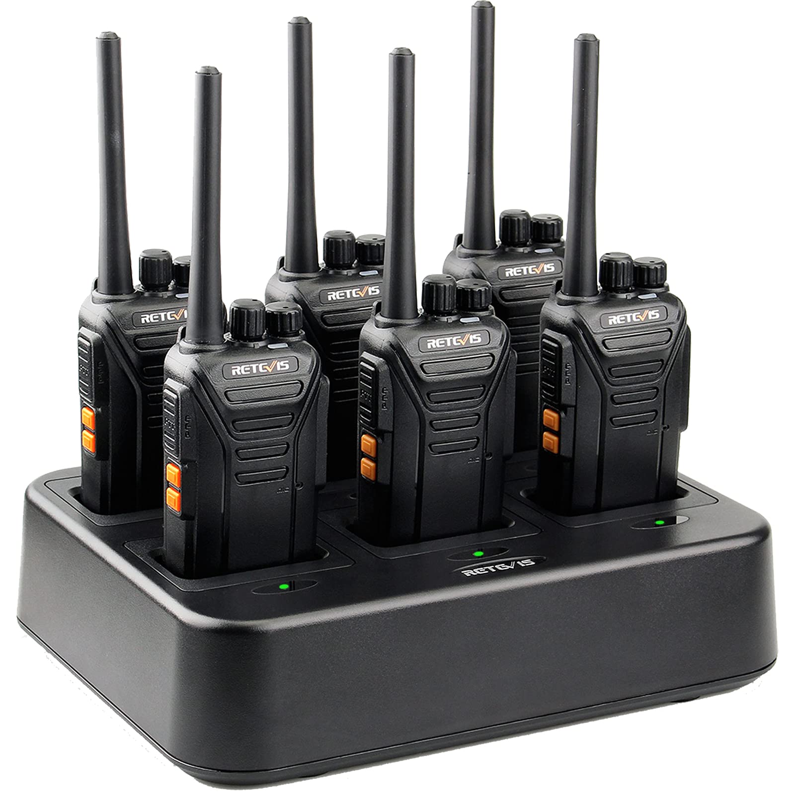 Retevis Rt27 Walkie Talkies For Adults, Heavy Duty Two Way Radios, Vox Hands Free, Local Alarm, Rugged 2 Way Radio (6 Pack) With Six Way Charger, For School Construction Site Manufacturing Restaurant