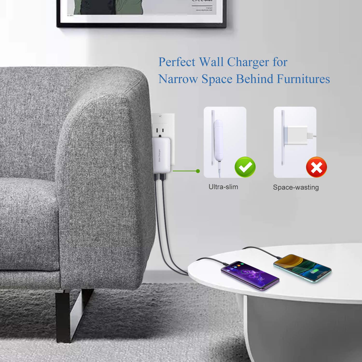 Usb Charger Plug, Excgood Ultra Compact Usb Wall Charger Foldable Wall Plug Compatible With Home Camera, Iphone 13 Pro Max/12/11