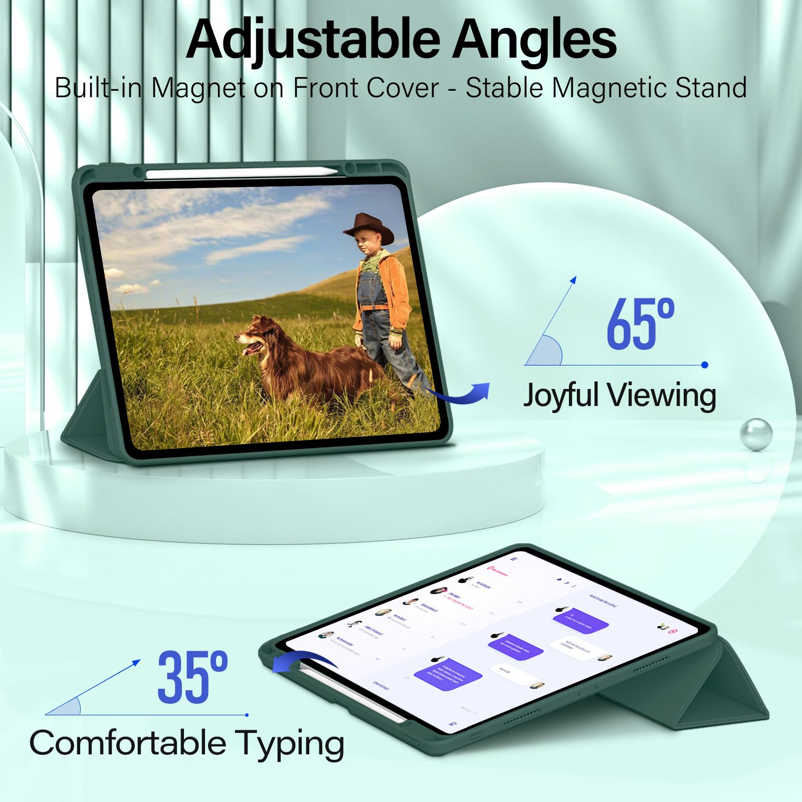 Zoveek Ipad Pro 12.9 Inch Case 6Th/5Th/4Th Generation With Pencil Holder, Smart Folio Cover For Ipad Pro 12.9'' 2022/2021/2020,