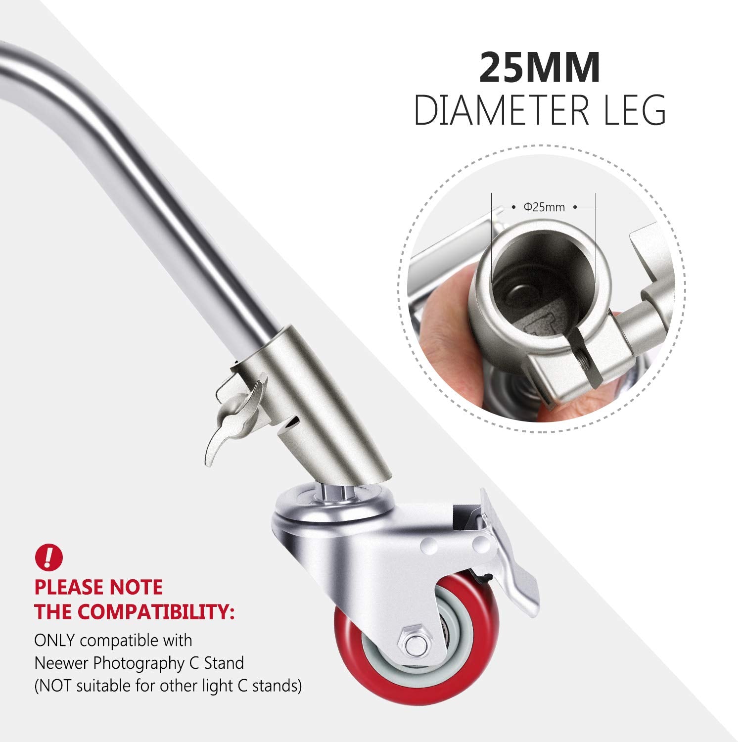 Neewer 3 Packs Professional Swivel Caster Wheels Set With 75Mm Diameter, Durable Metal Construction With Rubber Base Only Compat