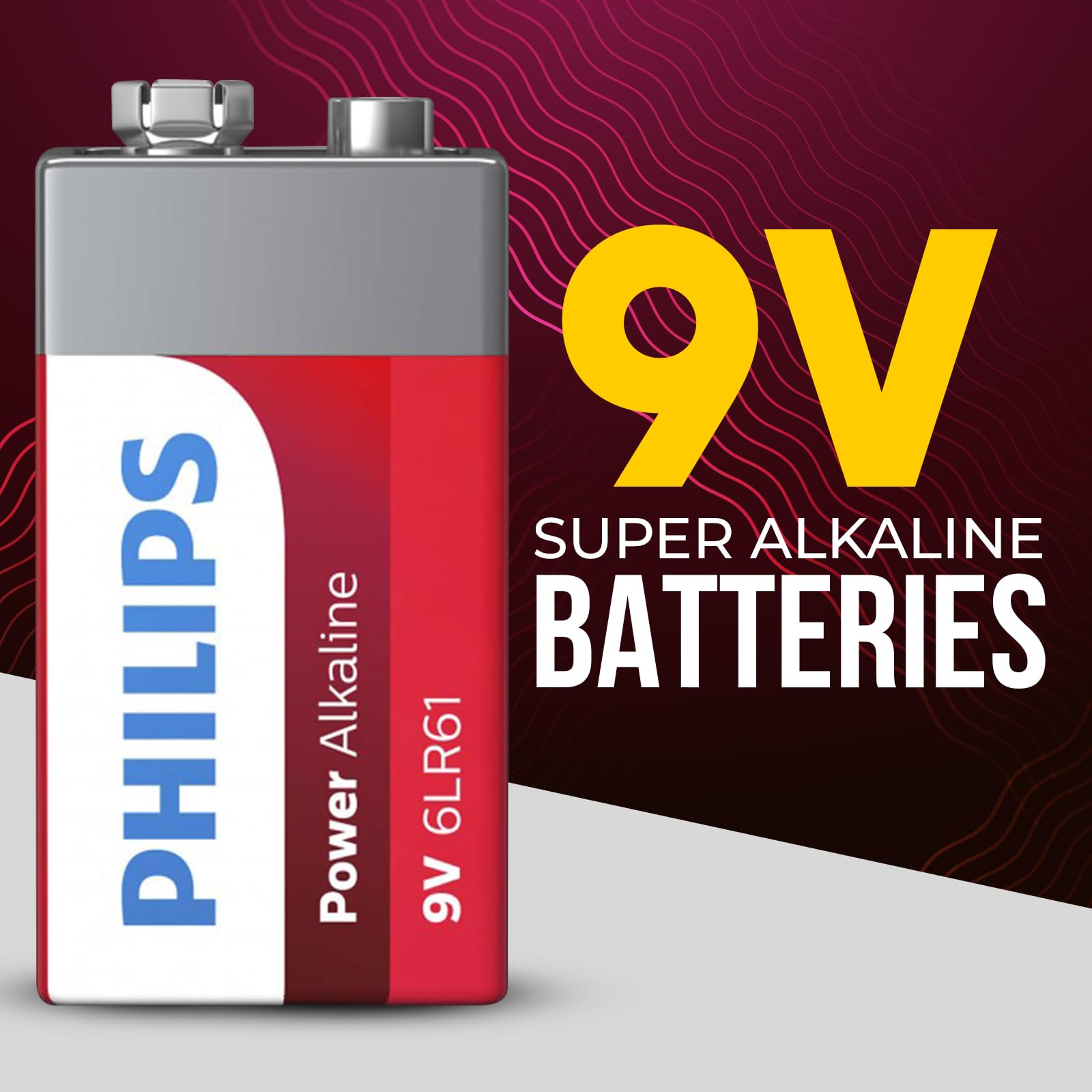 Philips 9 Volt Battery, (8 Count) Power Alkaline 9V Batteries For Smoke Detector, Long Lasting Power Up To 5 Years In Storage, 9