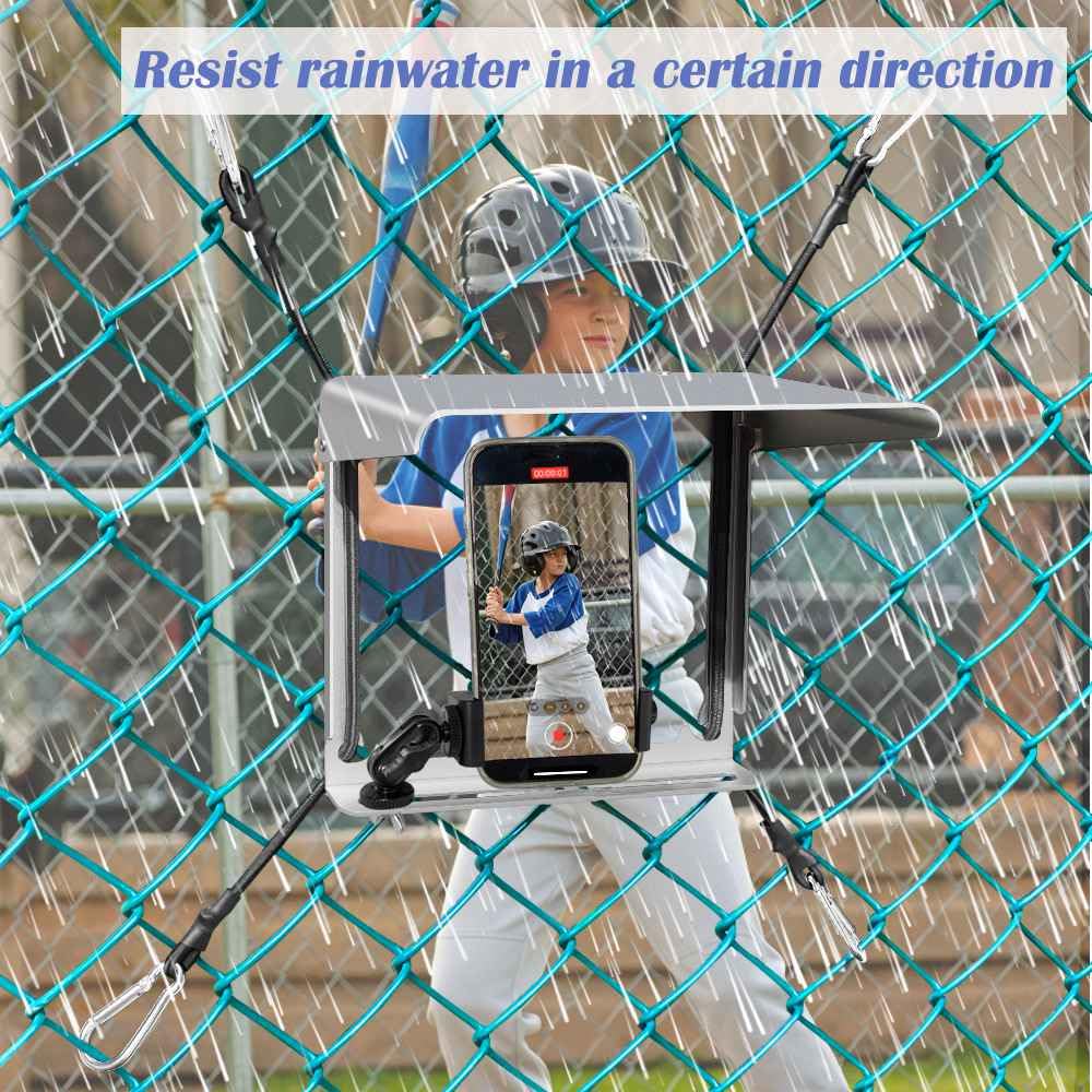 Cell Phone Fence Mount With Shade, Bumove Fence Phone Holder For Iphone, Gopro, Mevo Start And Other Action Cameras, For Recordi