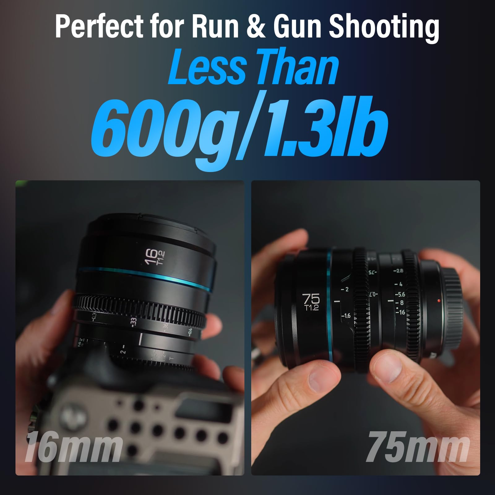 Sirui Night Walker T1.2 S35 Cine Lens Set, 16Mm, 75Mm, Large Aperture Manual Focus Lens (Ms 2Seb, E Mount, Black)