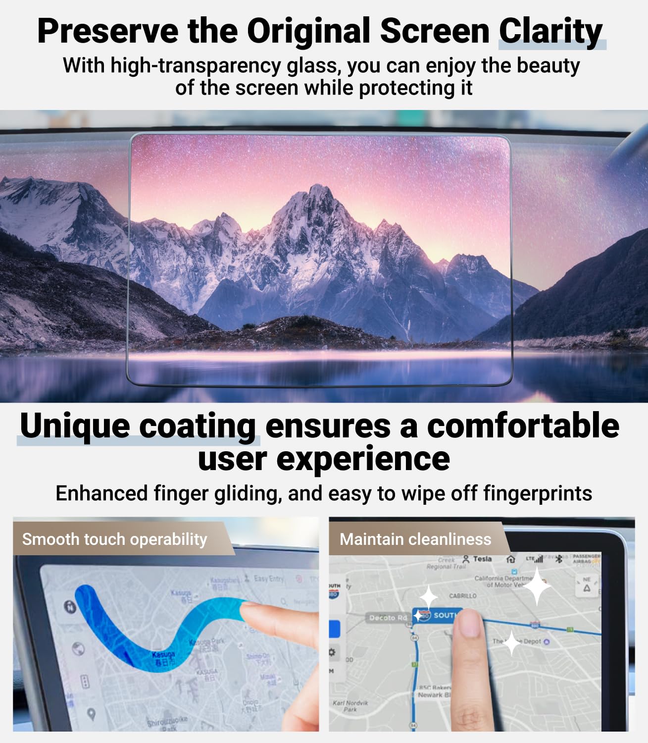 Bellemond Tempered Glass Screen Protector For Tesla Model 3/Y  ?Ez Guide?Alignment Kit For Flawless Installation   15'' Center C