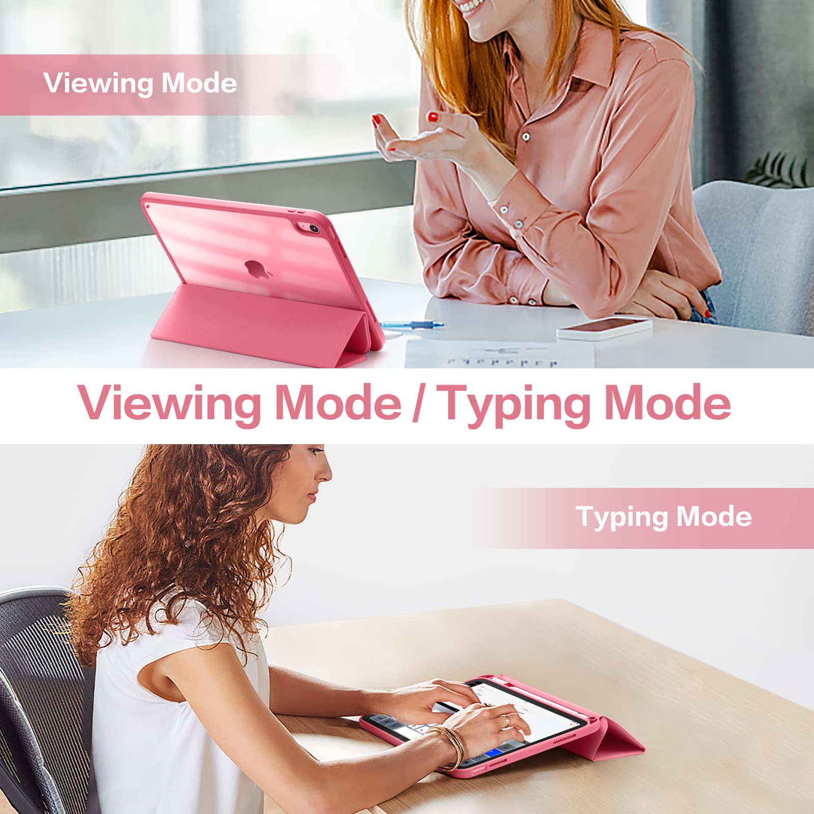 Wenlaty Case Compatible With Ipad 10Th Generation 2022 10.9 Inch With Pencil Holder, Slim Protective Cover With Clear Back Shell