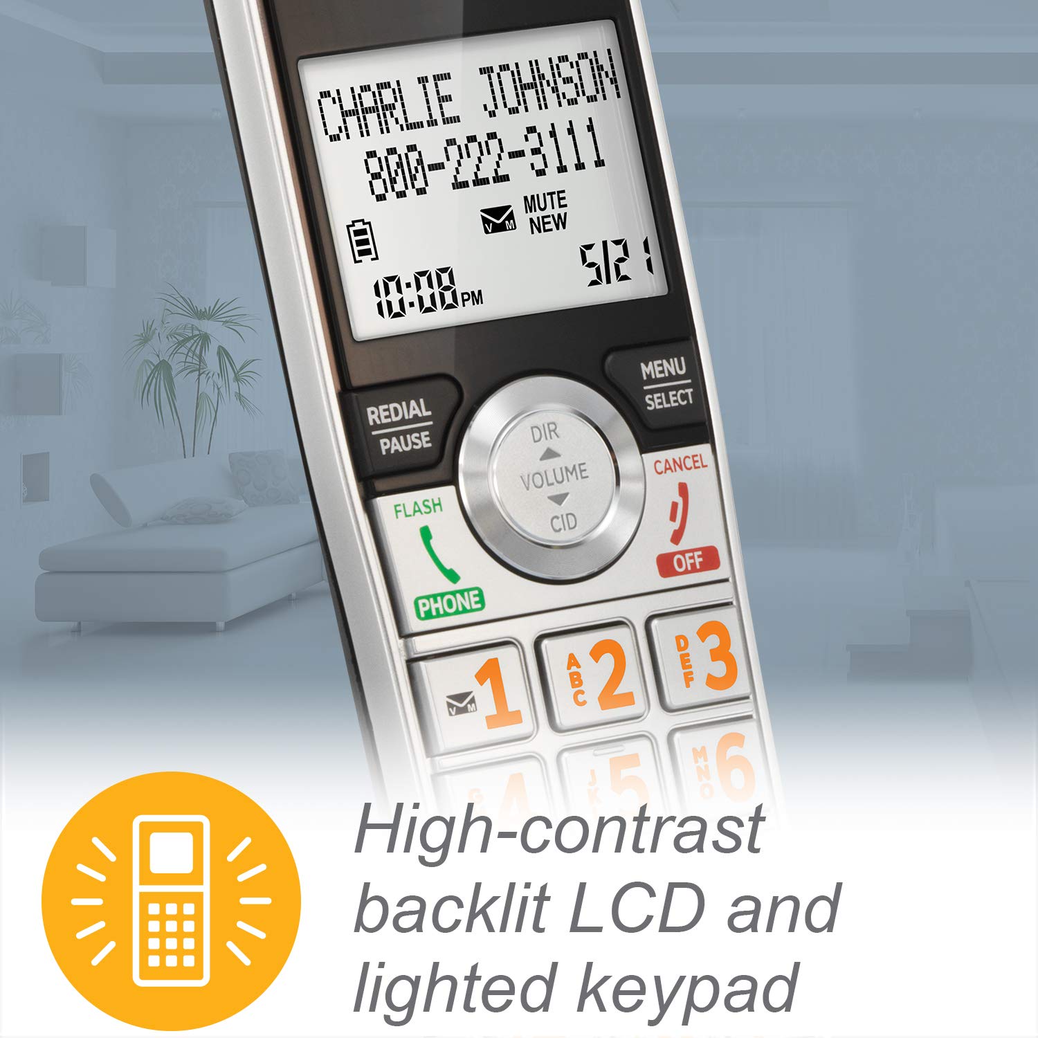 At&T Cl84107 Dect 6.0 Expandable Corded/Cordless Phone With Smart Call Blocker, Black/Silver With 1 Handset