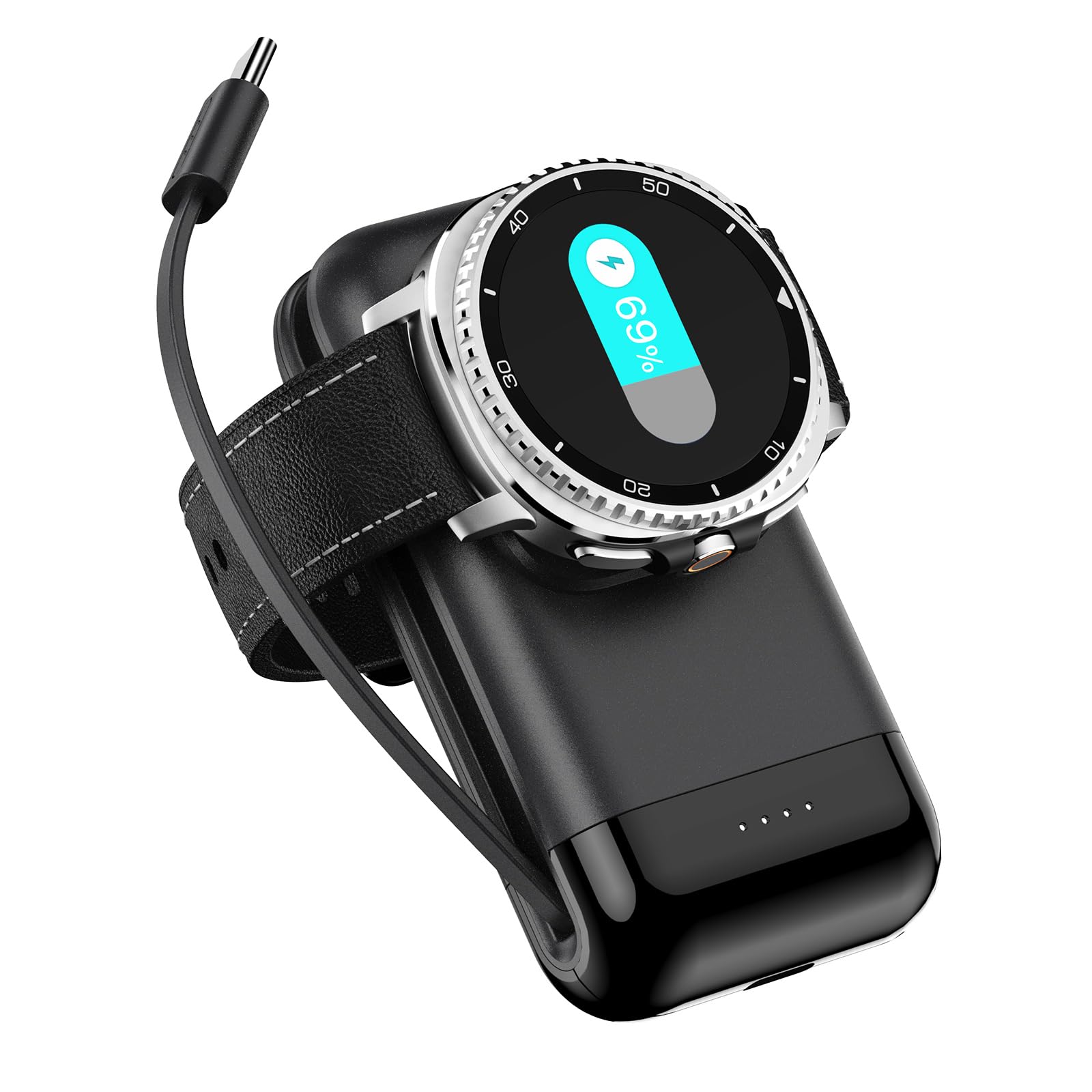 Portable Watch Charger, 6000mAh 2 in 1 Portable Charger for Galaxy Watch 8/8 Classic/7/Ultra/6/6 Classic/5 Pro/5/4/3/Active 2, f