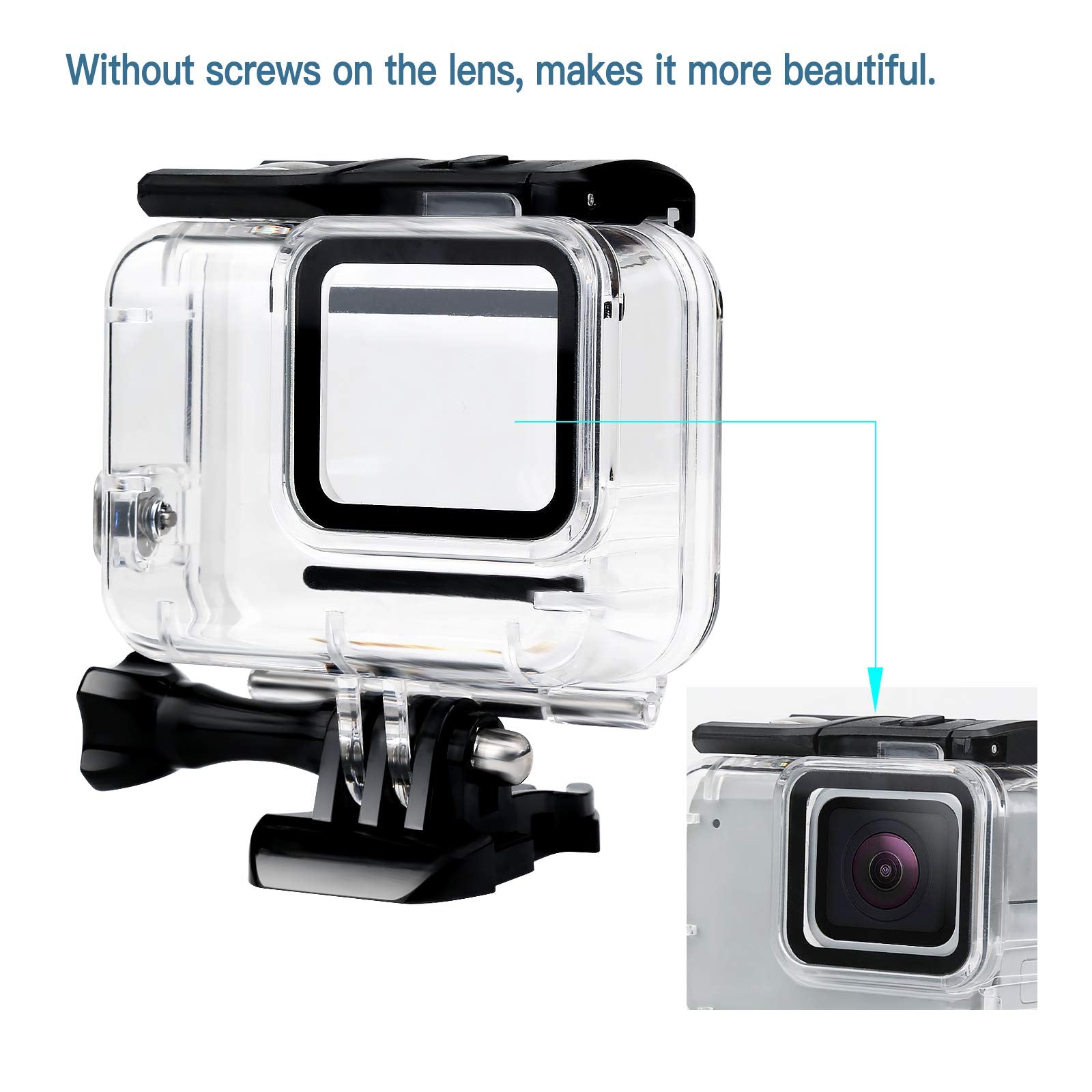 D&F Waterproof Housing Case For Hero7 White & Hero 7 Silver, 30M Underwater Photography Protective Shell With Screen Protector F