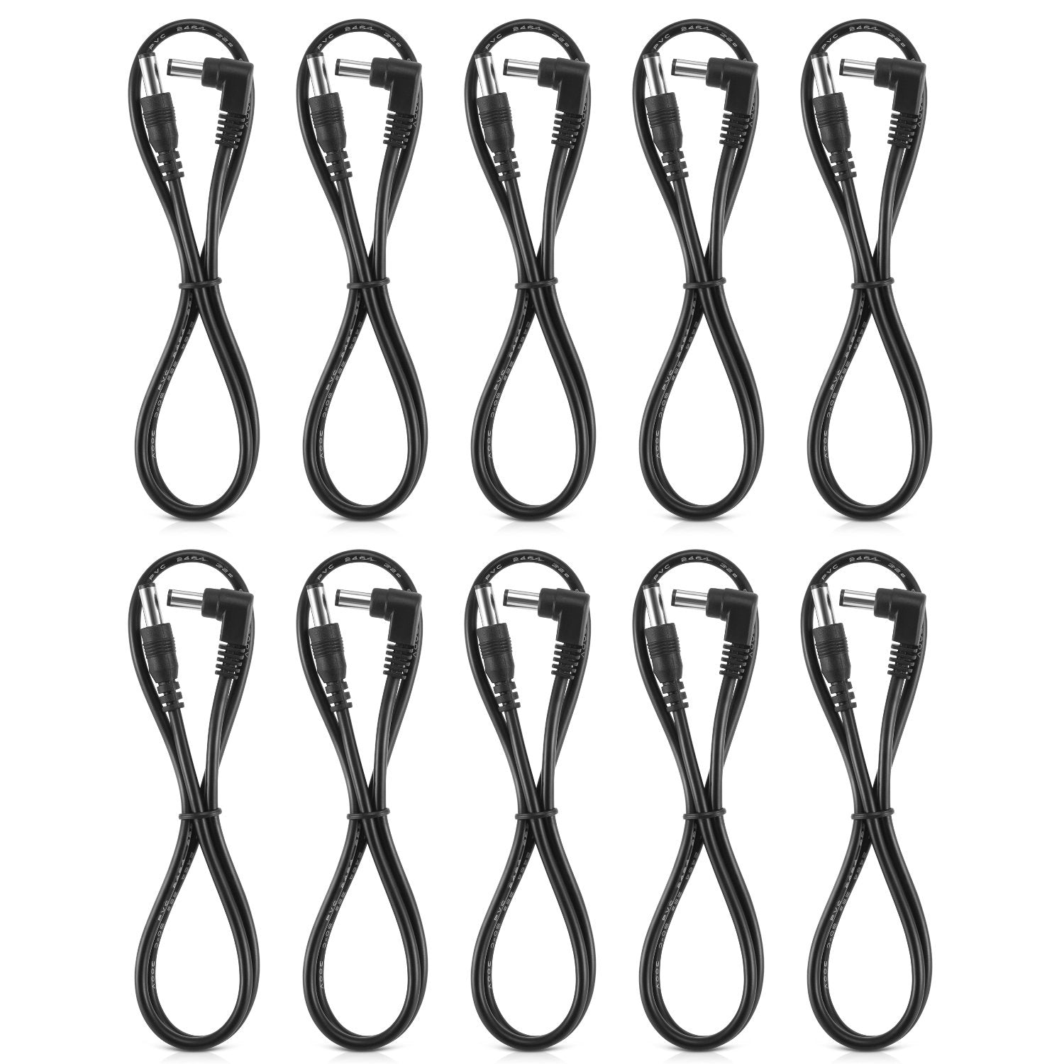 Donner Guitar Pedal Power Dc Cable, 60 Cm Effect Power Supply Cord   10 Pack, Male To Male