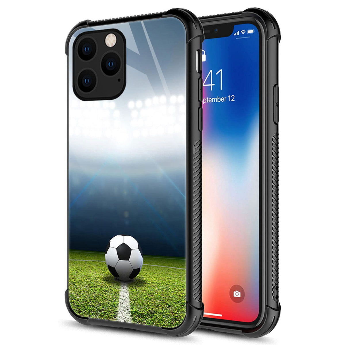 Carloca Compatible With Iphone 13 Case,Football Soccer Field Graphic Design Shockproof Anti Scratch Drop Protection Case For App