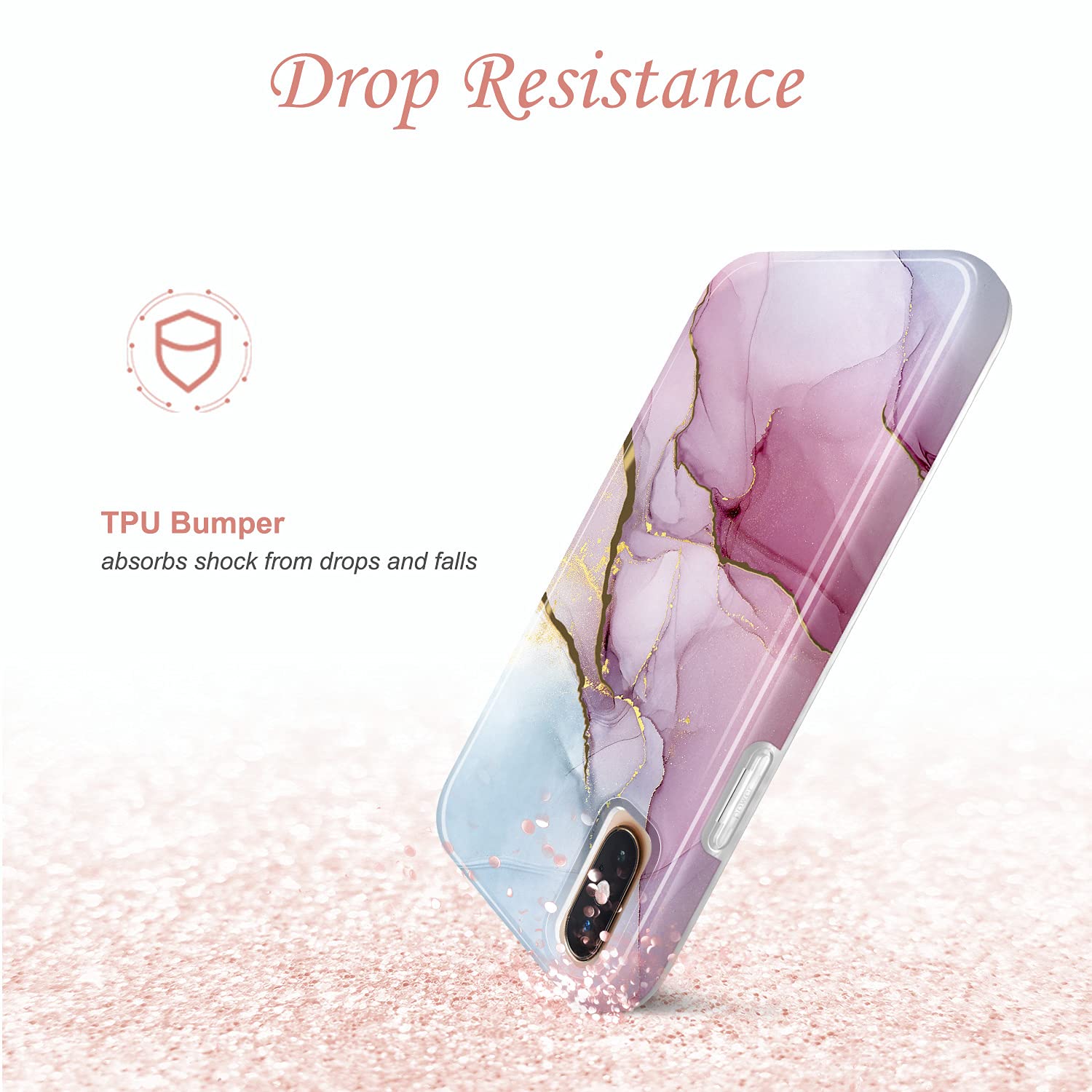 Jiaxiufen Compatible With Iphone X Iphone Xs Case Gold Electroplated Glitter Marble Slim Shockproof Tpu Soft Rubber Silicone Cov