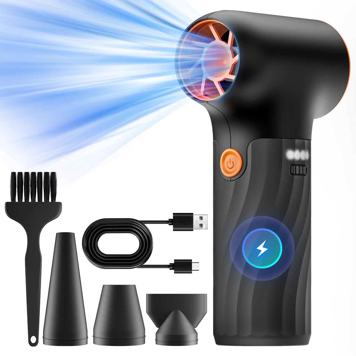 Audeeto Mini Electric Air Duster,360000Rpm Powerful Blower Turbo With High Speed Fan,3 Adjustable Rechargeable Cordless Jet Fan 