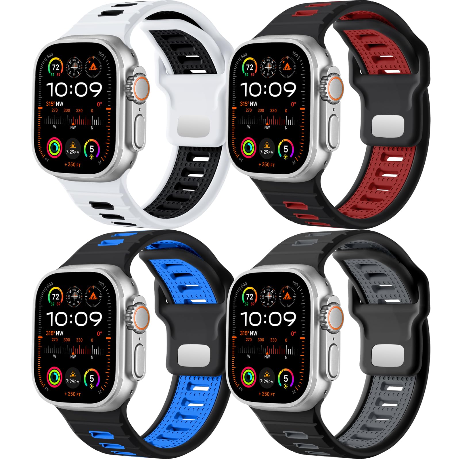 Odbeai 4 Pack Sport Bands Compatible With Apple Watch Ultra 2/Ultra Band,Compatible With Apple Watch Bands For Men 49Mm 46Mm 45M