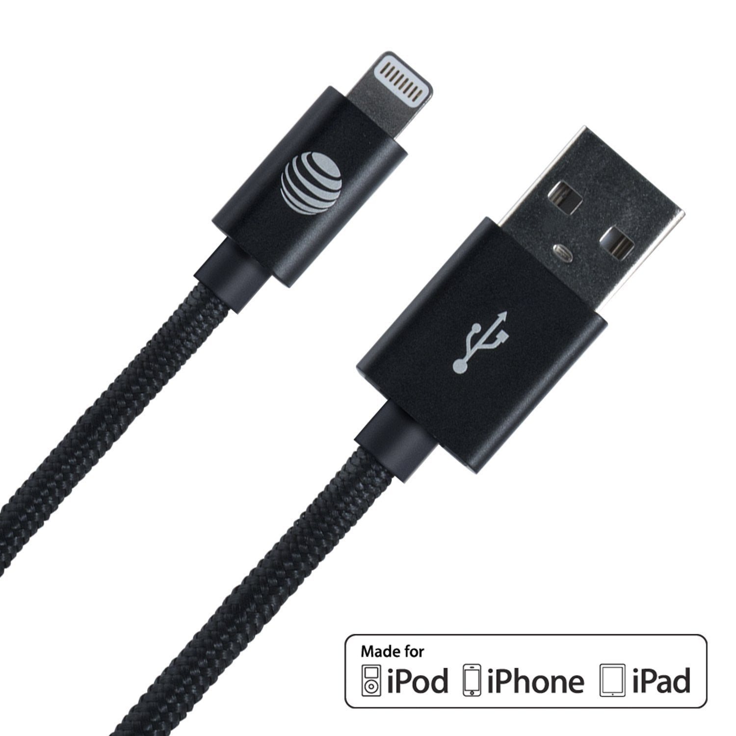 At&T Apple Mfi Certified Lightning Charge And Sync Braided Cable - For All Iphone Devices With Lightning Connector (8-Pin) - 4 F