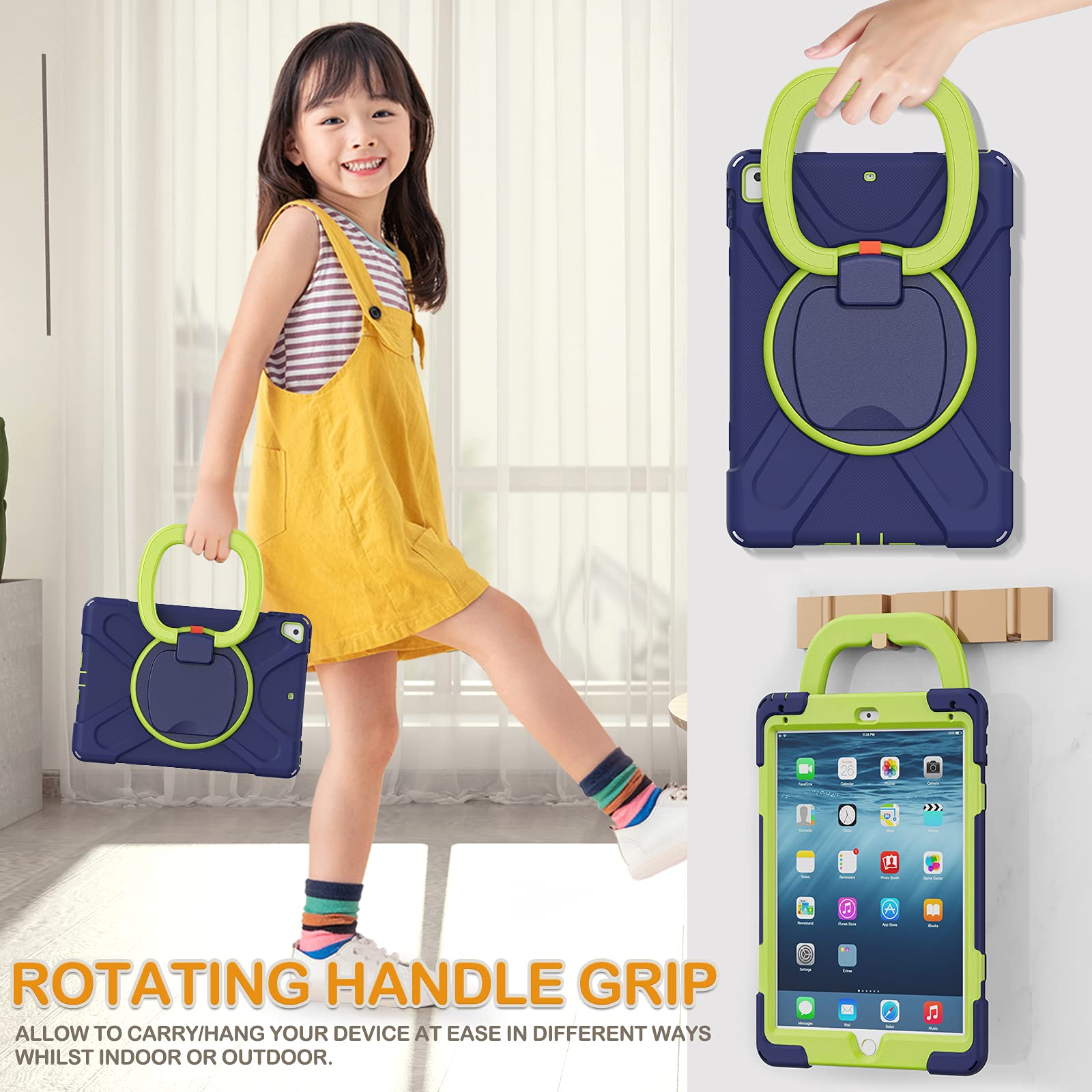 Braecn Case For Ipad 6Th/5Th Generation 2018/2017, Ipad Air 2, Ipad Pro 9.7,Hybrid Shockproof Rugged Drop Protection Cover With