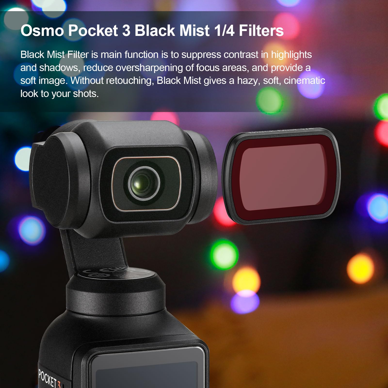 Skyreat Black Mist Filter For Dji Osmo Pocket 3, Creative Filter Beauty Soft Filters For Dji Osmo Pocket 3 Creator Combo Camera