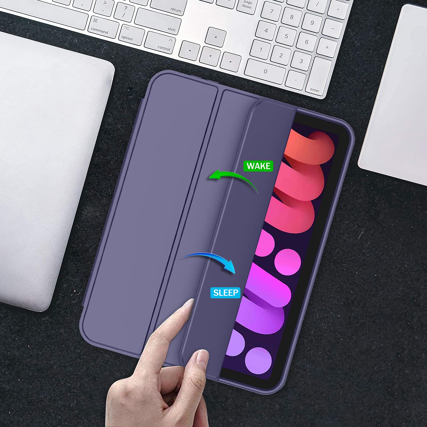 Imieet Ipad Mini 7 Case 2024 (A17 Pro), Ipad Mini 6 Case (8.3 Inch,2021 Model), Ipad Mini 7Th/6Th Generation Case With Pencil Holder, Trifold Stand Smart Case With Soft Tpu Back,Lavender