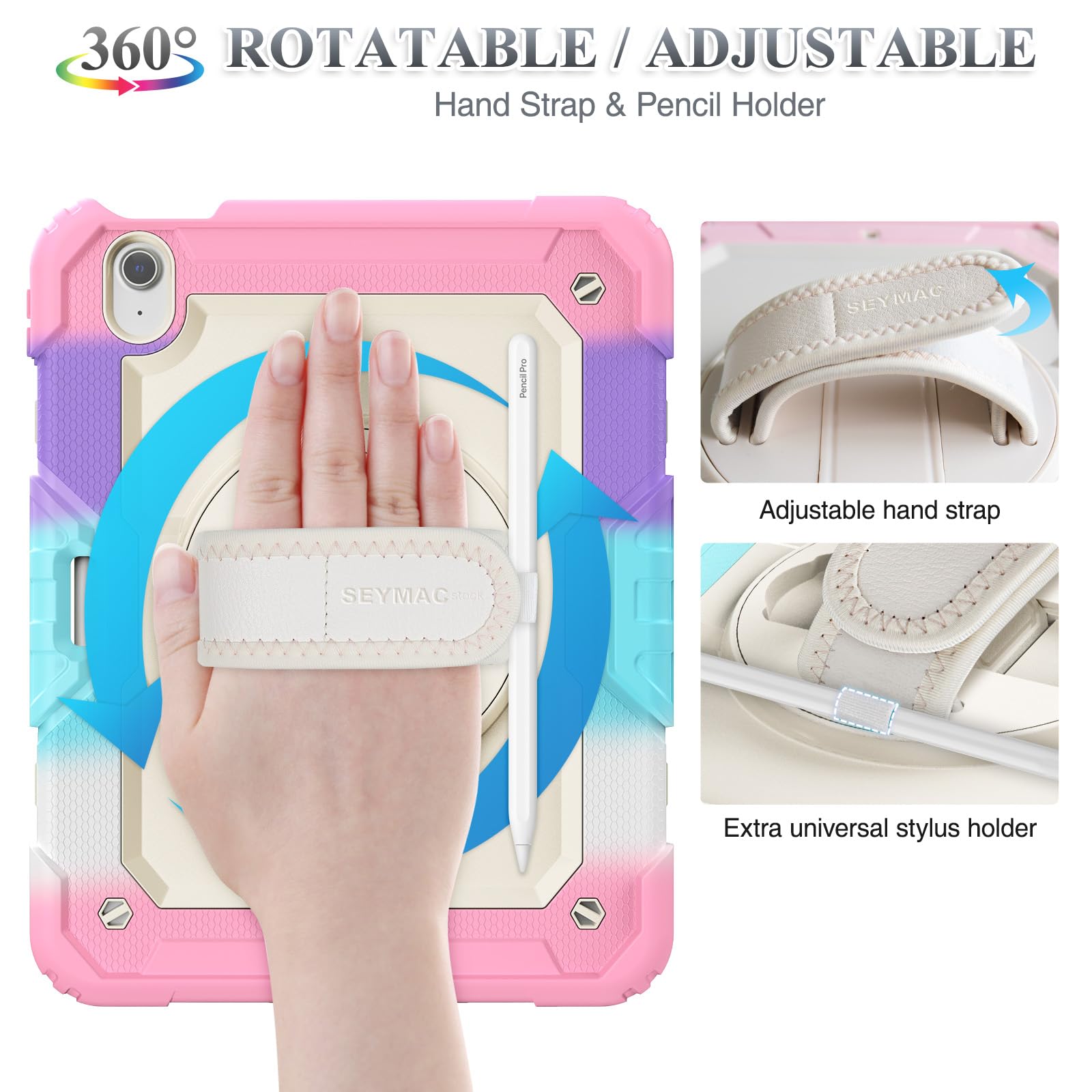 Seymac Stock Case For Ipad Air 11 Inch M2 Case Air 6Th Generation 2024, Heavy Duty Protective Case With Pencil Holder Screen Pro