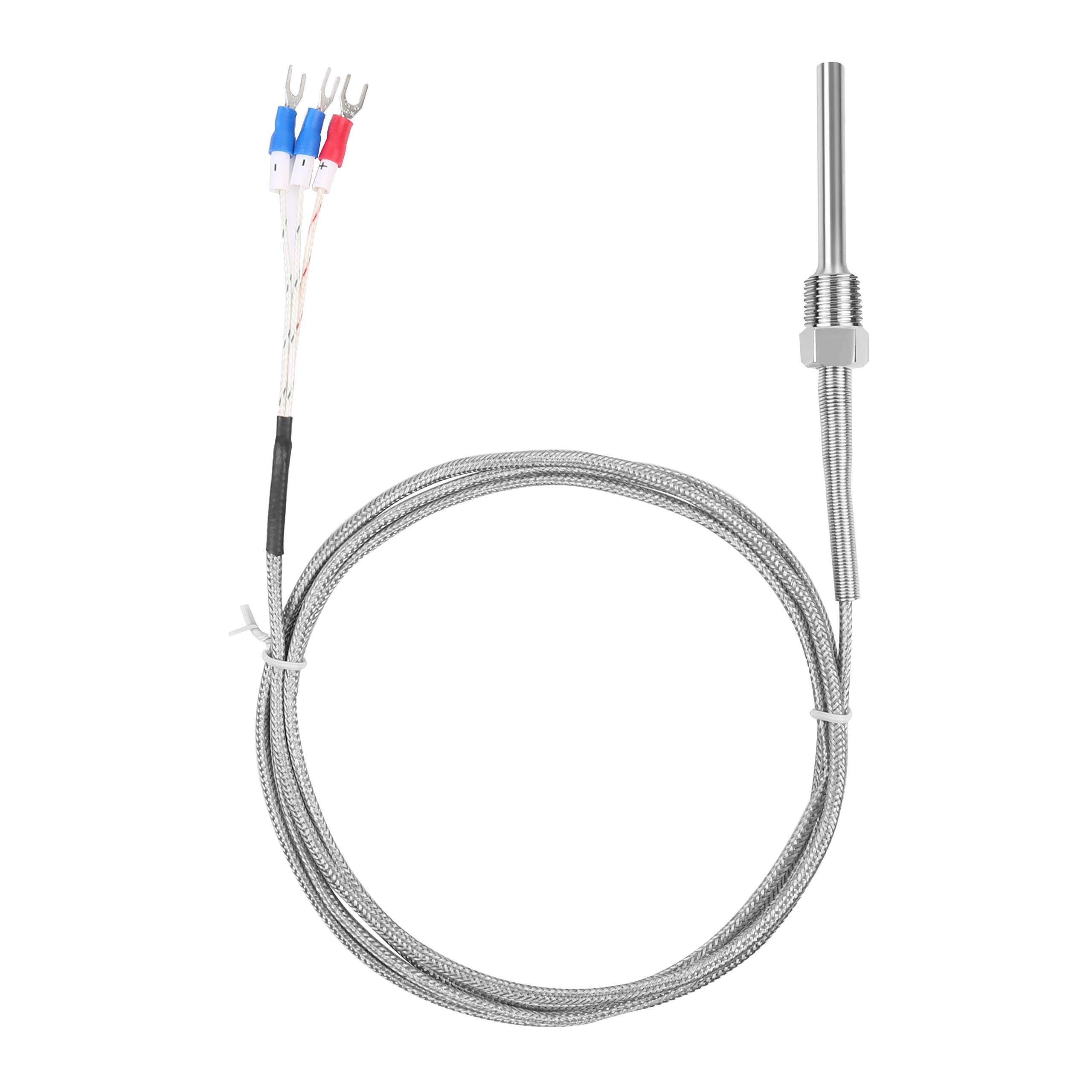 Waterproof Rtd Pt100 Temperature Sensor   Jaybva Stainless Steel 3 Wire Thermistor Probe For Pid Temperature Controller Npt 1/4'