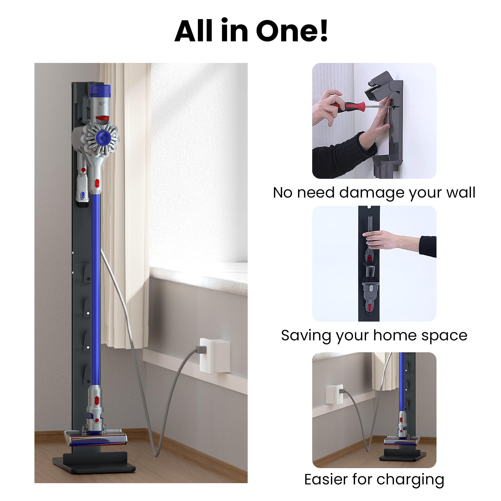 Putorsen Premium Aluminum Vacuum Stand Storage Dock Dockings Station, For Dyson Sv21 Sv18 Gen5 V15 V12 V11 V10 V8 V7 V6 Cordless