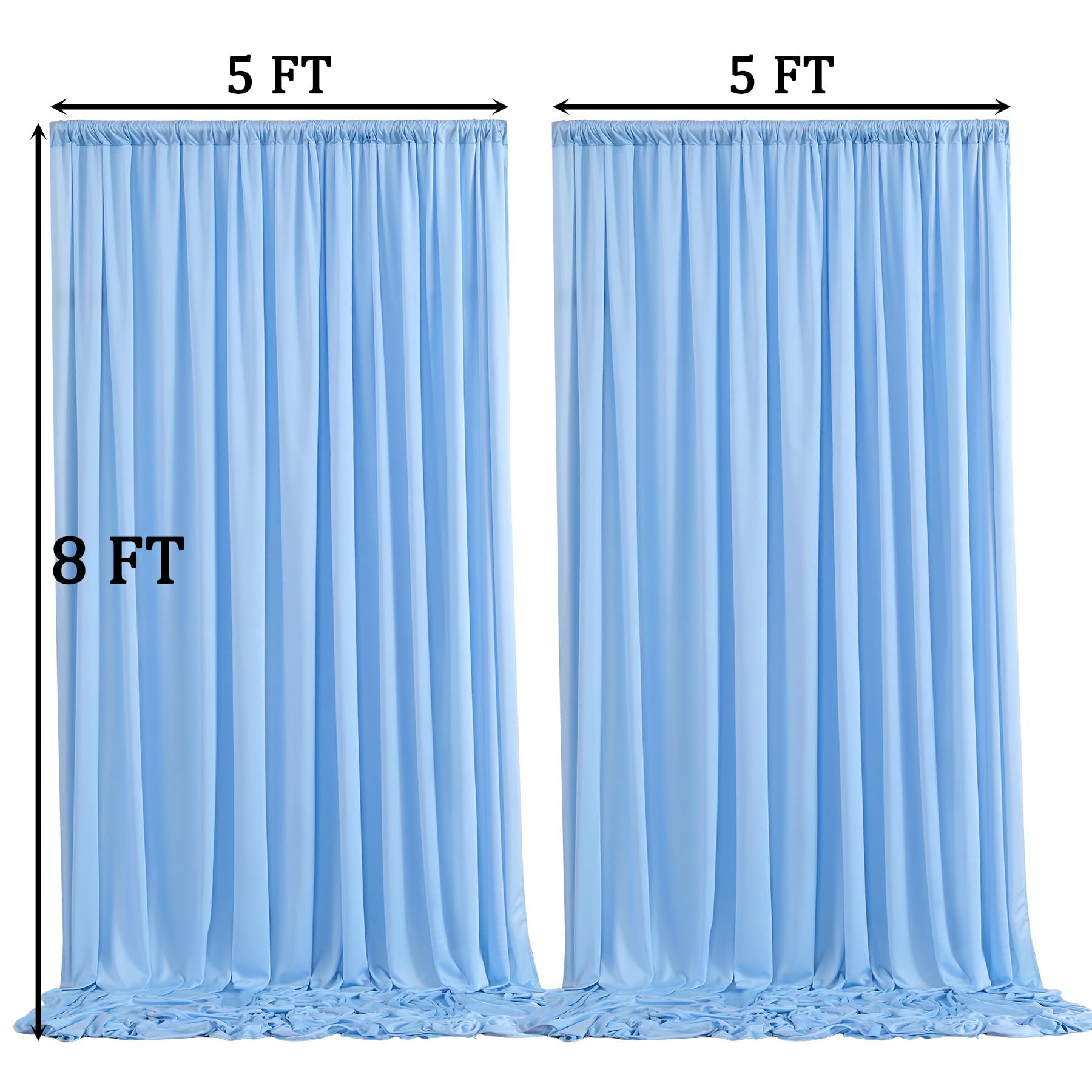 10X8Ft Wrinkle Free Baby Blue Backdrop Curtains For Parties, Thick Fabric Backdrop Drapes For Wedding Birthday Photography Baby