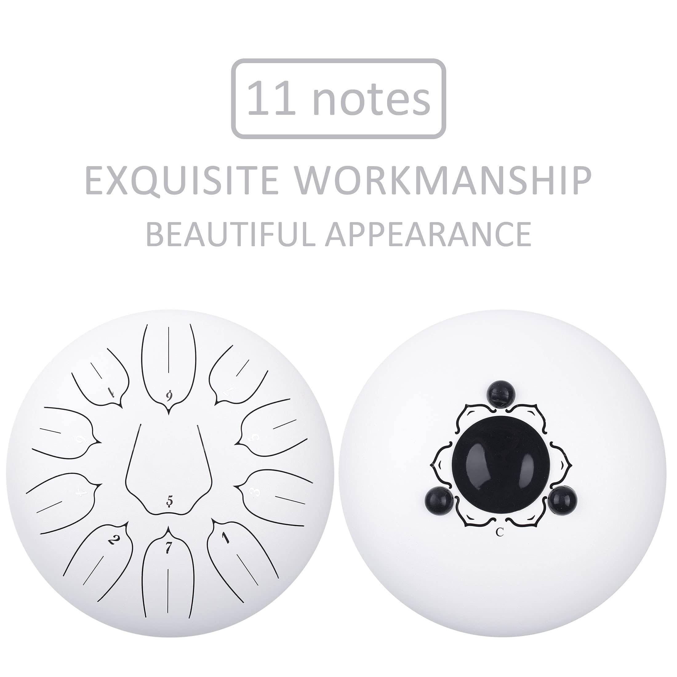 Lomuty Steel Tongue Drum 12 Inch 11 Notes Tongue Drums For Adults, Steel Drum With Bag, Music Book, Mallets, Finger Picks, Handp