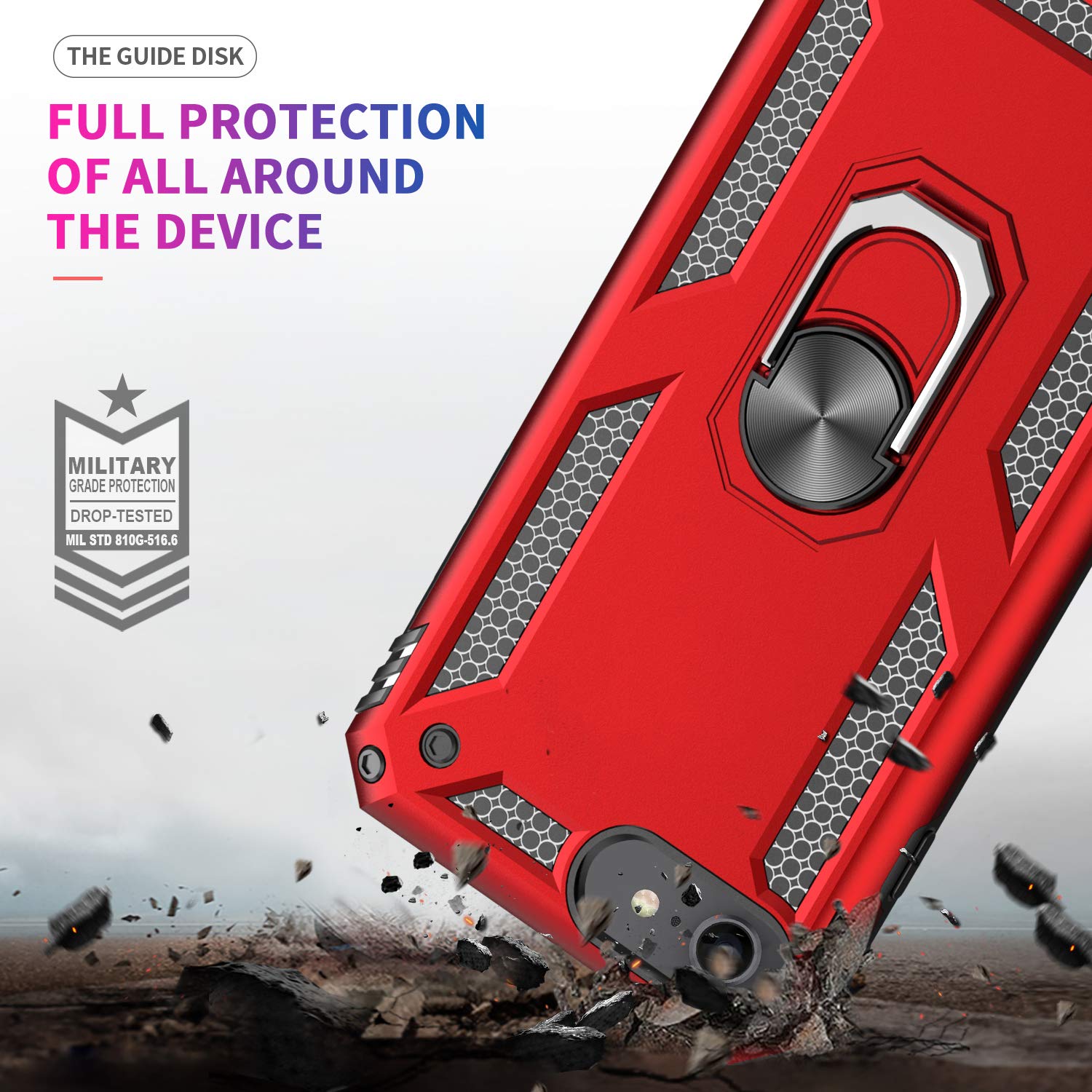 Leyi For Iphone Se 2022/2020 Case (3Rd Gen), Military Grade With Magnetic Kickstand, 2 Pack Tempered Glass Screen Protector, Red