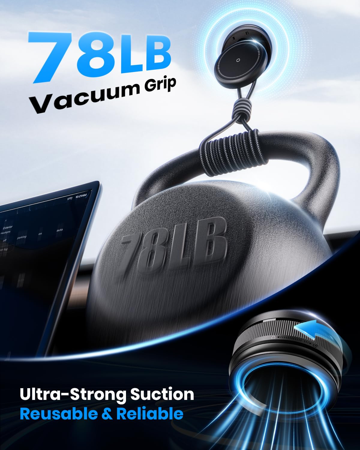 2026 Upgraded 360 Vacuum Magnetic Car Phone Holder For Magsafe [78+Lbs Strongest Suction & 2400Gf Strongest Magnetic], Adjustabl