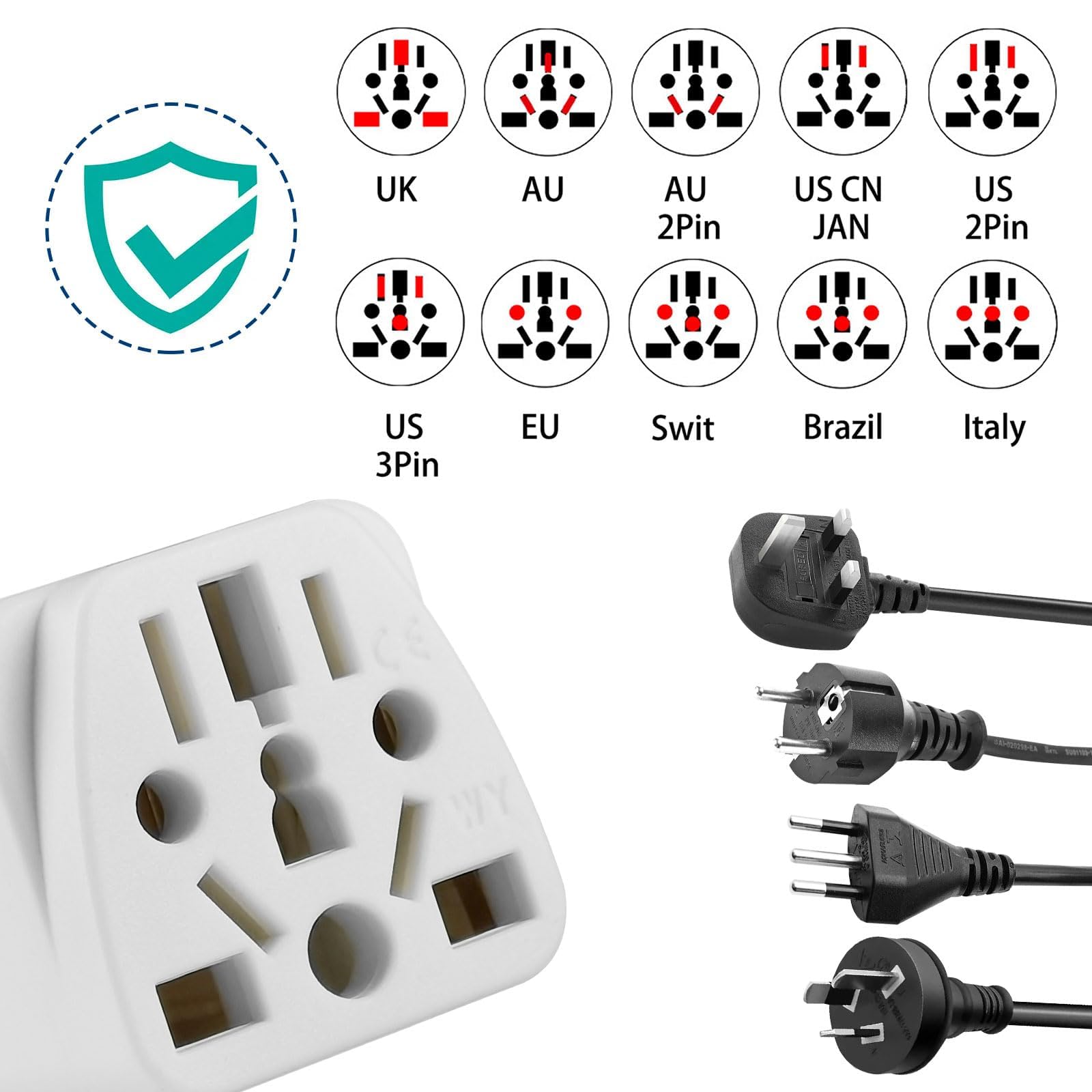 European To Us Plug Adapter, Uk To Us Plug Adapter, 2 Pack Us Plug Adapter, Universal To American Outlet Plug Adapter, Eu/Uk/Au/