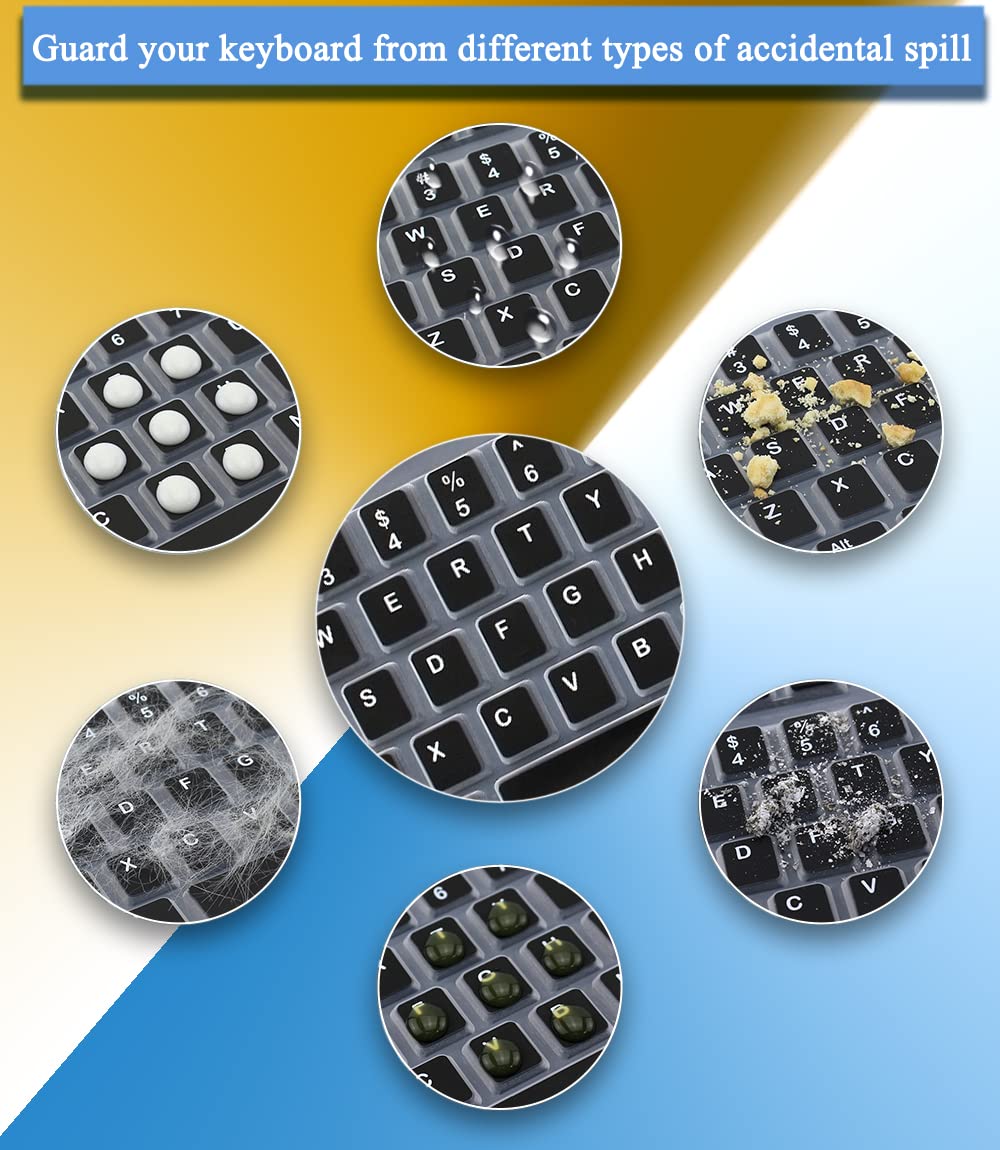 Silicone Keyboard Cover Skin For Logitech K120 & Mk120 Ergonomic Desktop Usb Wired Keyboard Waterproof Protector Accessories (Bl