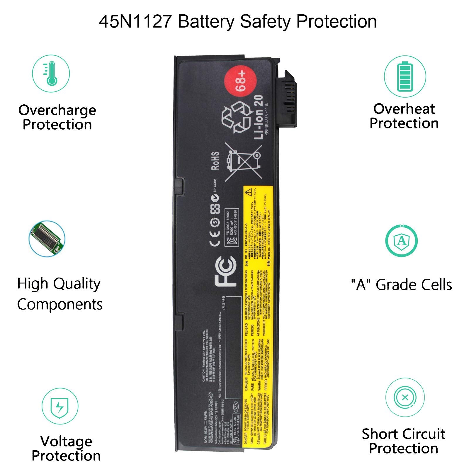 Gomarty X240 6Cell 68+ (0C52862) Battery Compatible With Lenovo T440 T440S T450 T460 T460P T550 T560 W550S X250 X260 X270 45N112