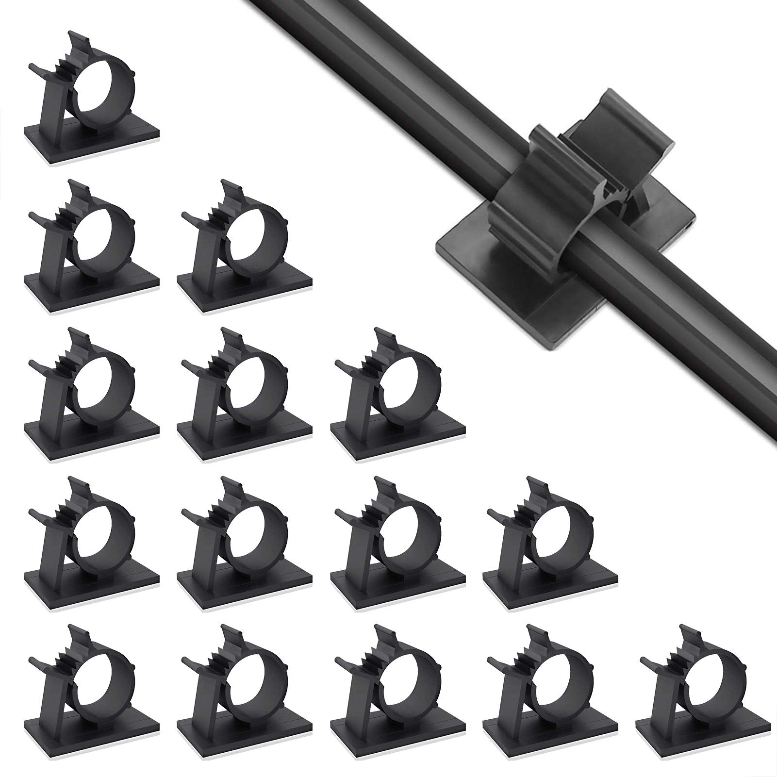 Viaky 30 Pcs Black Cable Wire Clips Adjustable Nylon Wire Holder Adhesive Cable Management Suitable For Maximum Diameter 0.6 Inc