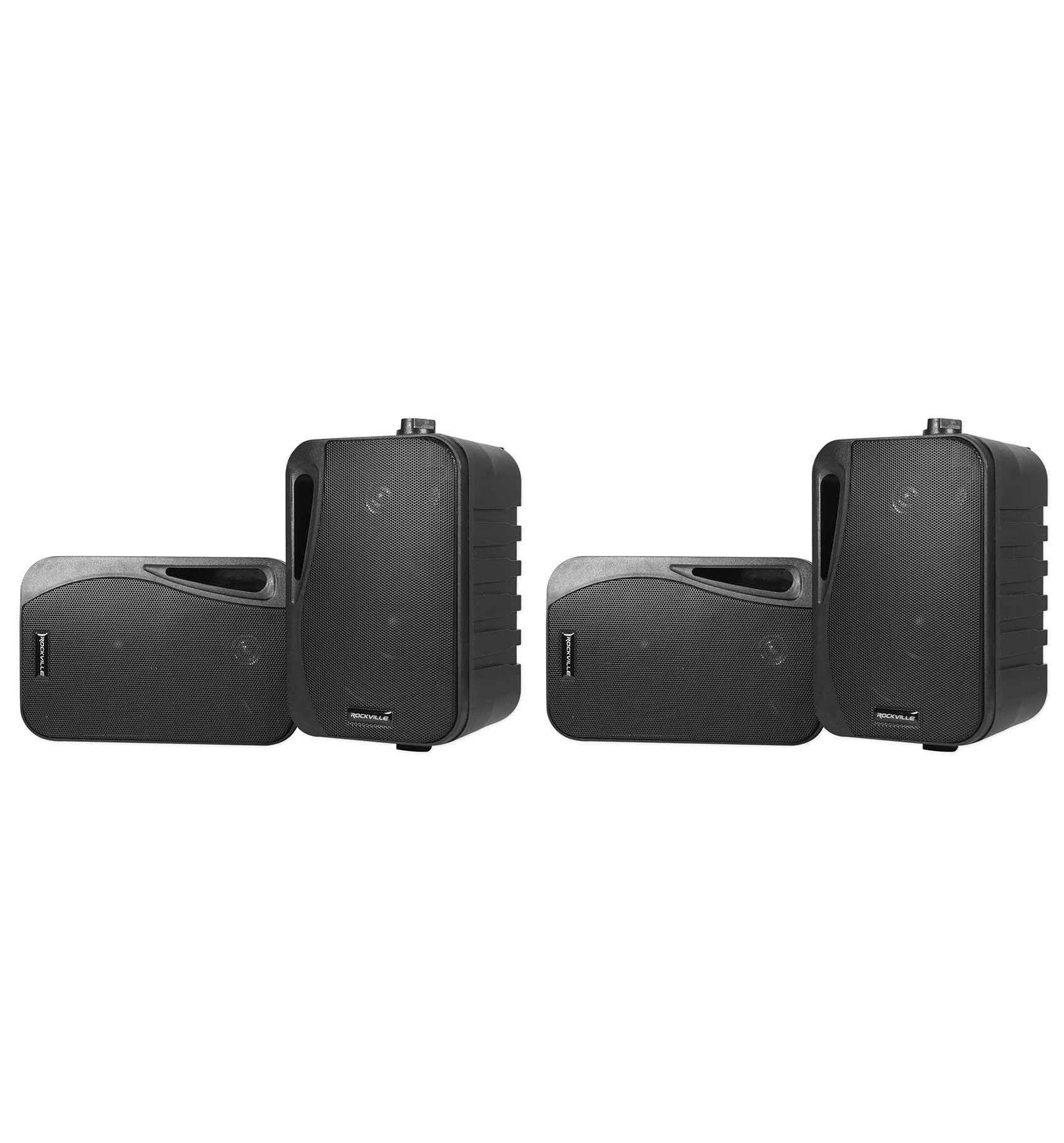 Rockville Bundle: (2) Pair HP4S-8 BK Black 4 Outdoor/Indoor 8-Ohm Wall Mount Home Speakers (2 Items)