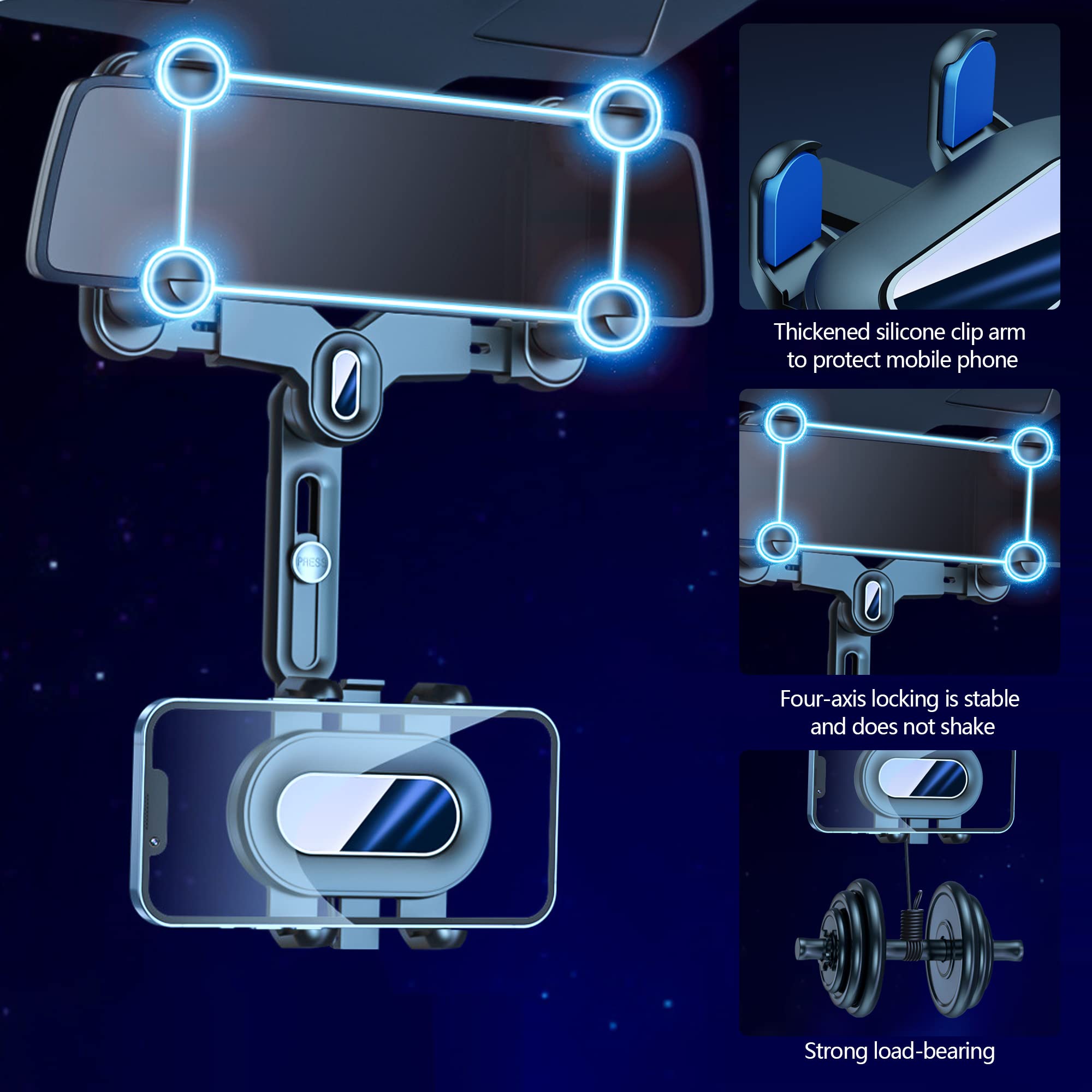 Turcee Car Rearview Mirror Navigation Phone Holder,[2022 New Upgraded ] Car Phone Holder,360   Rotatable And Retractable Car Pho