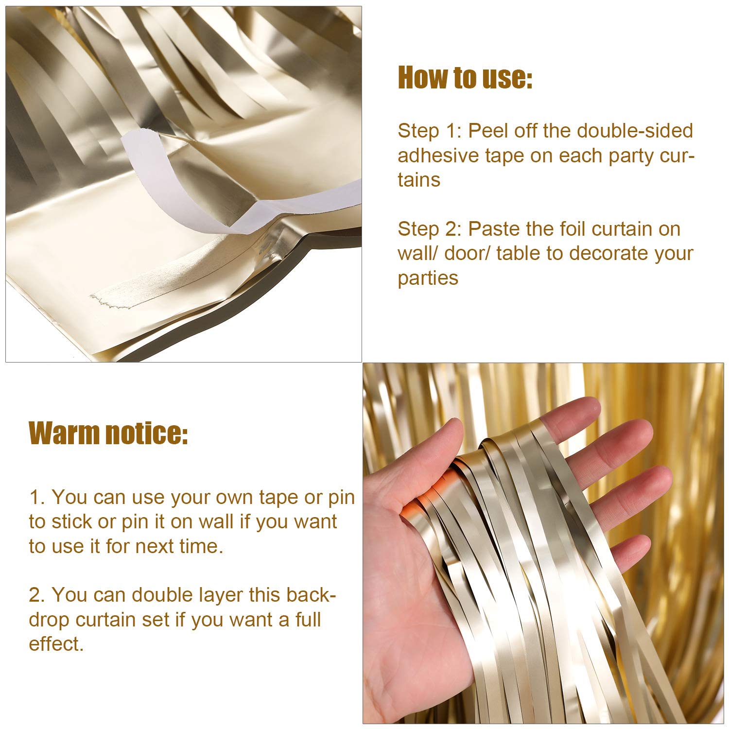 4 Packs Photo Booth Backdrops Foil Curtains Metallic Tinsel Backdrop Curtains Door Fringe Curtains For Wedding Birthday Christma