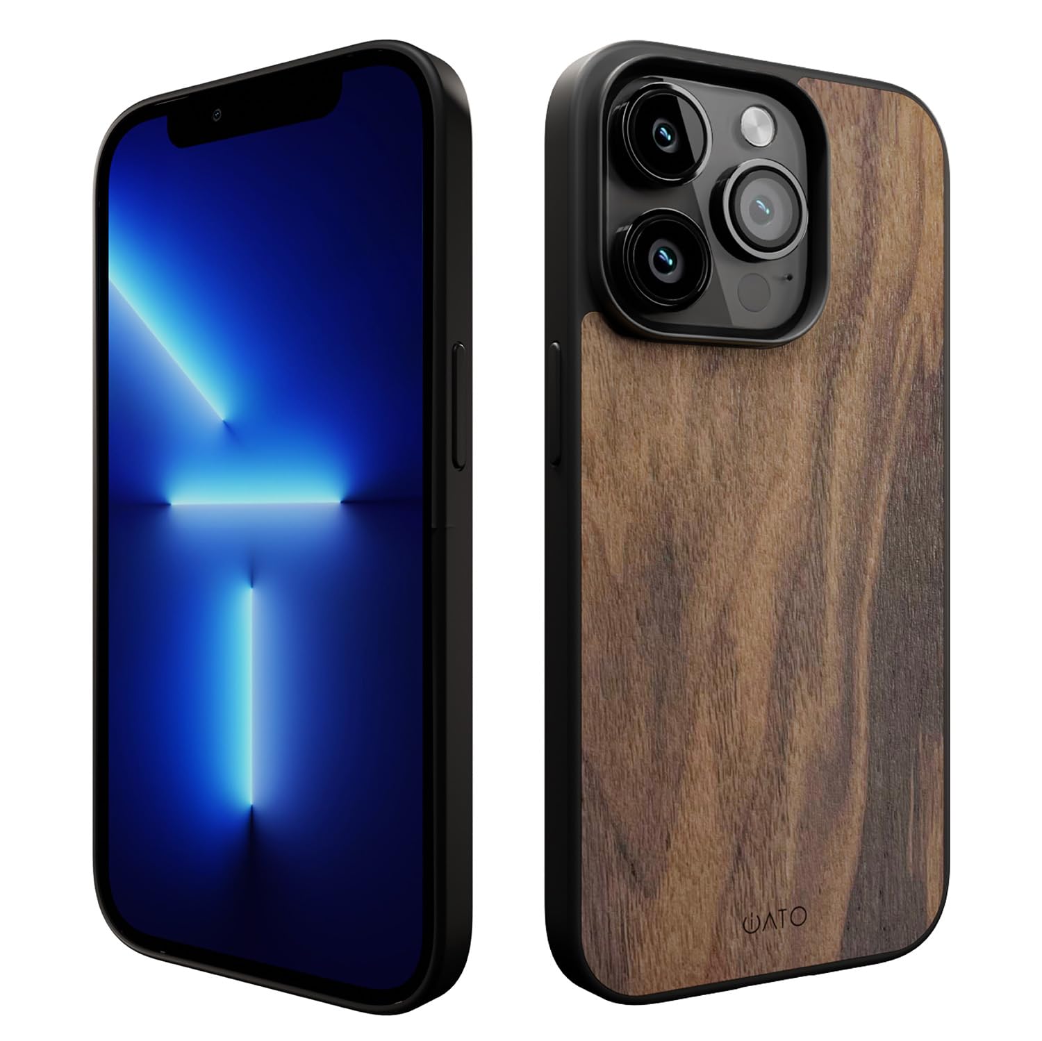 iATO iPhone 13 Pro Case: Premium Natural Wood Cover, Military-Grade Protection, Ultra-Slim, MagSafe Compatible, Eco-Friendly - W