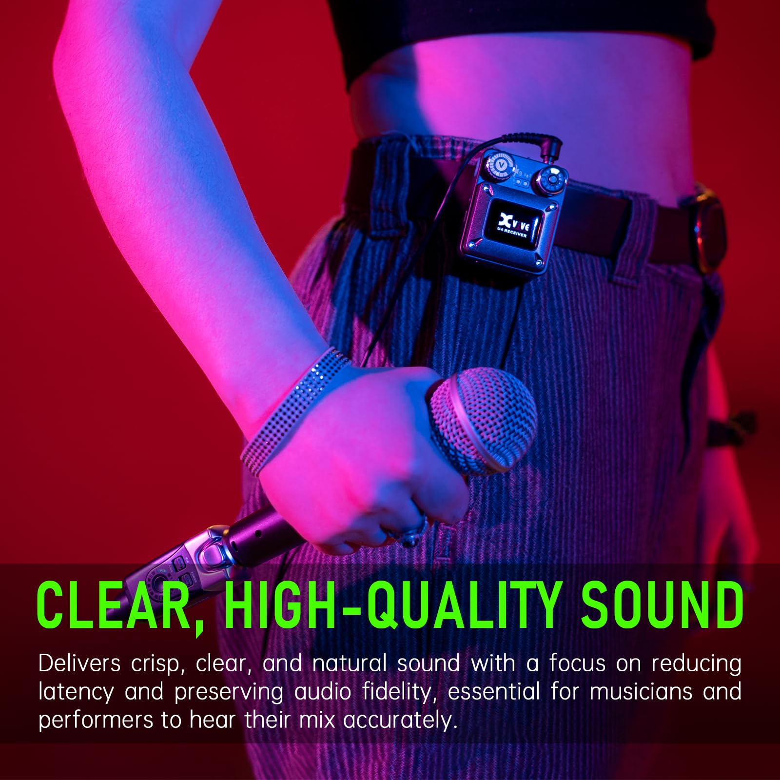 Xvive U4R2 Wireless In Ear Monitor System Professional Iem System 1 Transmitter And 2 Beltpack Receiver For Studio, Band Rehears